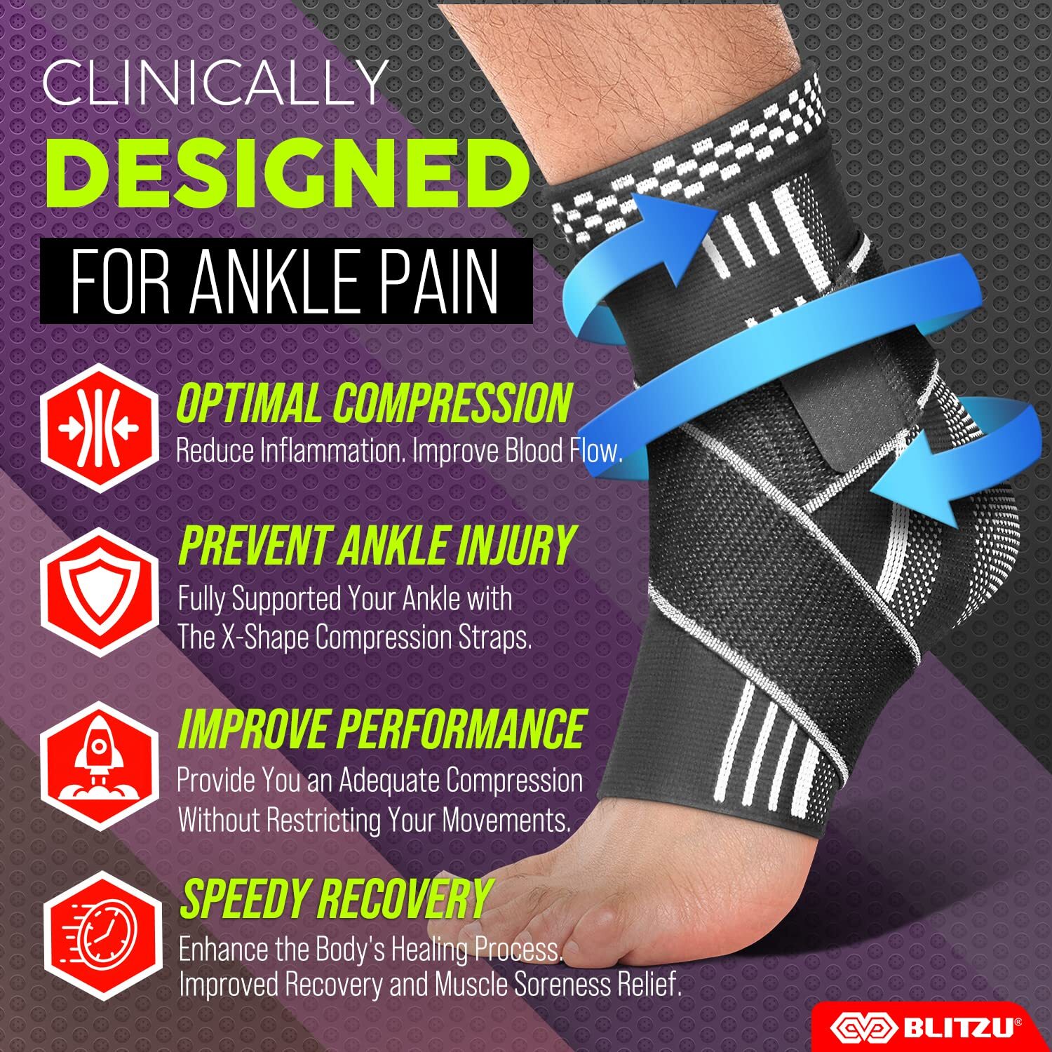 Soporte de Tobillo con Correa de Compresion Ajustable para Tendinitis de Aquiles