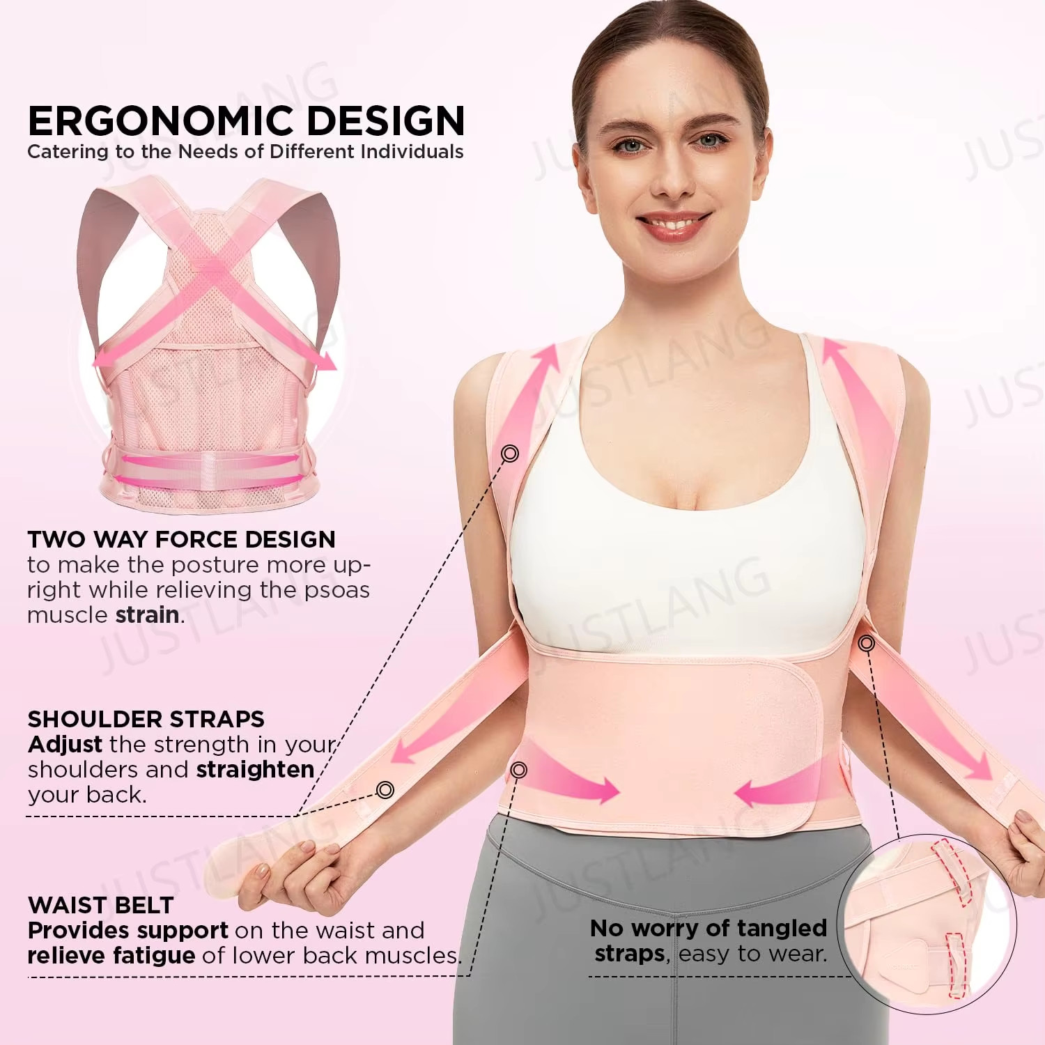 Back Posture Corrector Lumbar Pad Waist Support Hunchback Spinal Orthopedic Stra