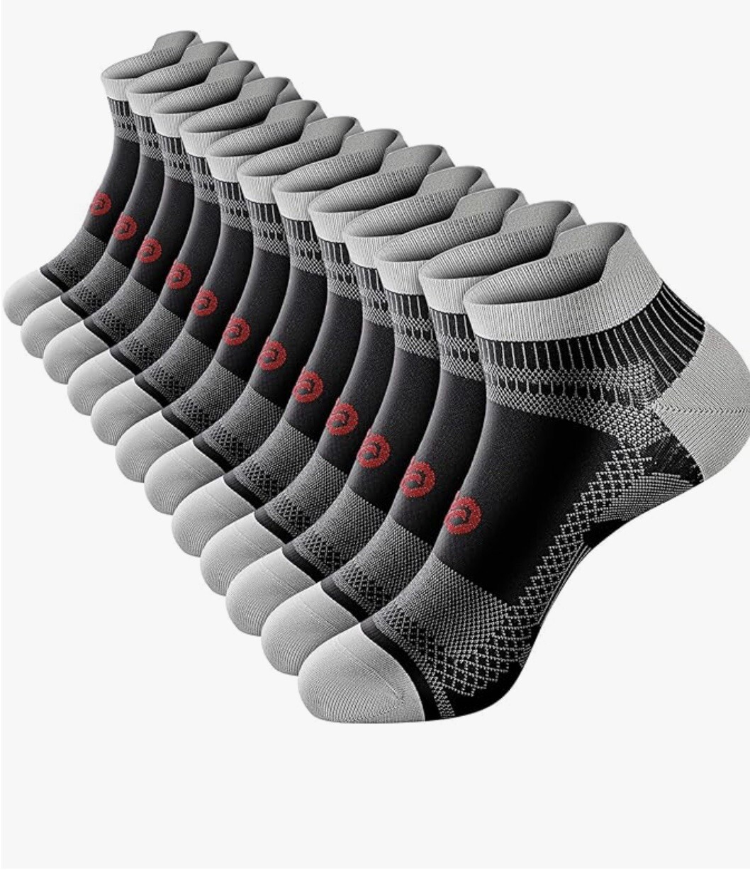 Ankle Compression Socks For Men/Women Low Cut w Ankle Support 6 Prs, Size SM