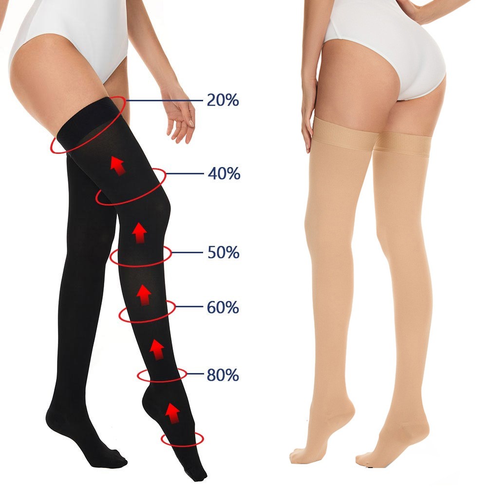 1 Pair Thigh High Compression Socks Medical 20-30 mmHg Stockings for Swelling
