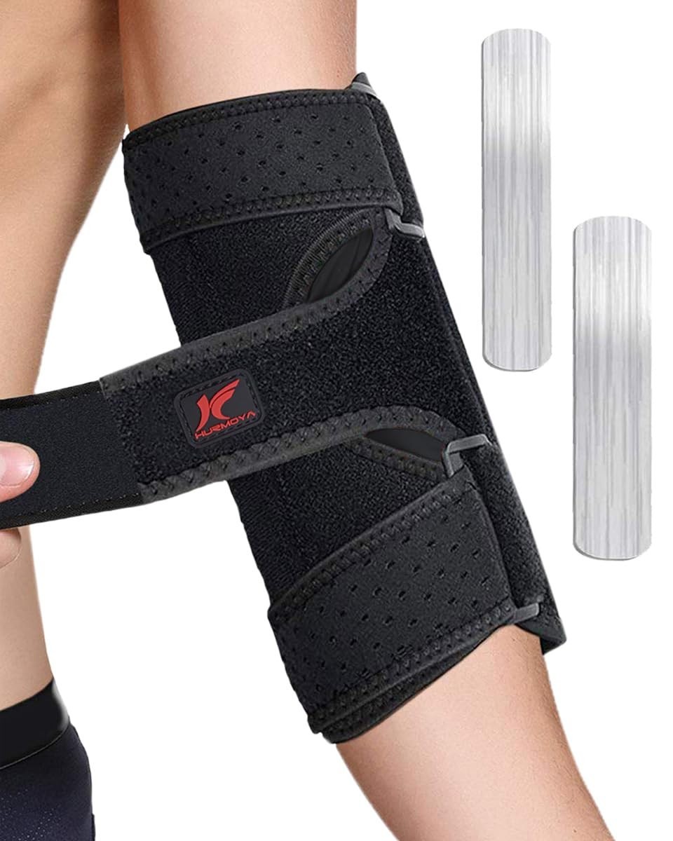 Elbow Brace Size M w/ Compression Sleeve Immobilizer & 2 Removable Metal Splints