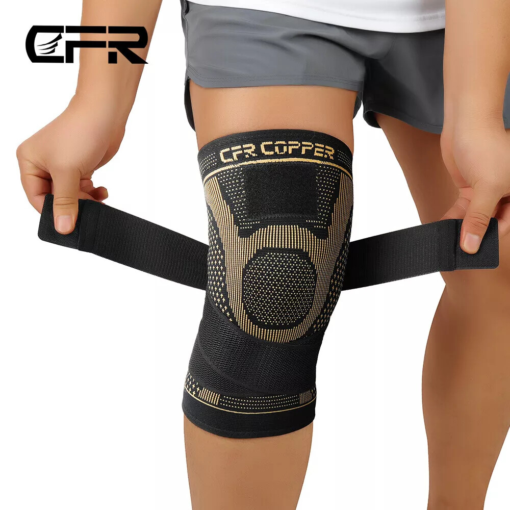 Copper Compression Knee Support Brace Sport Joint Pain Arthritis Relief Sleeve A