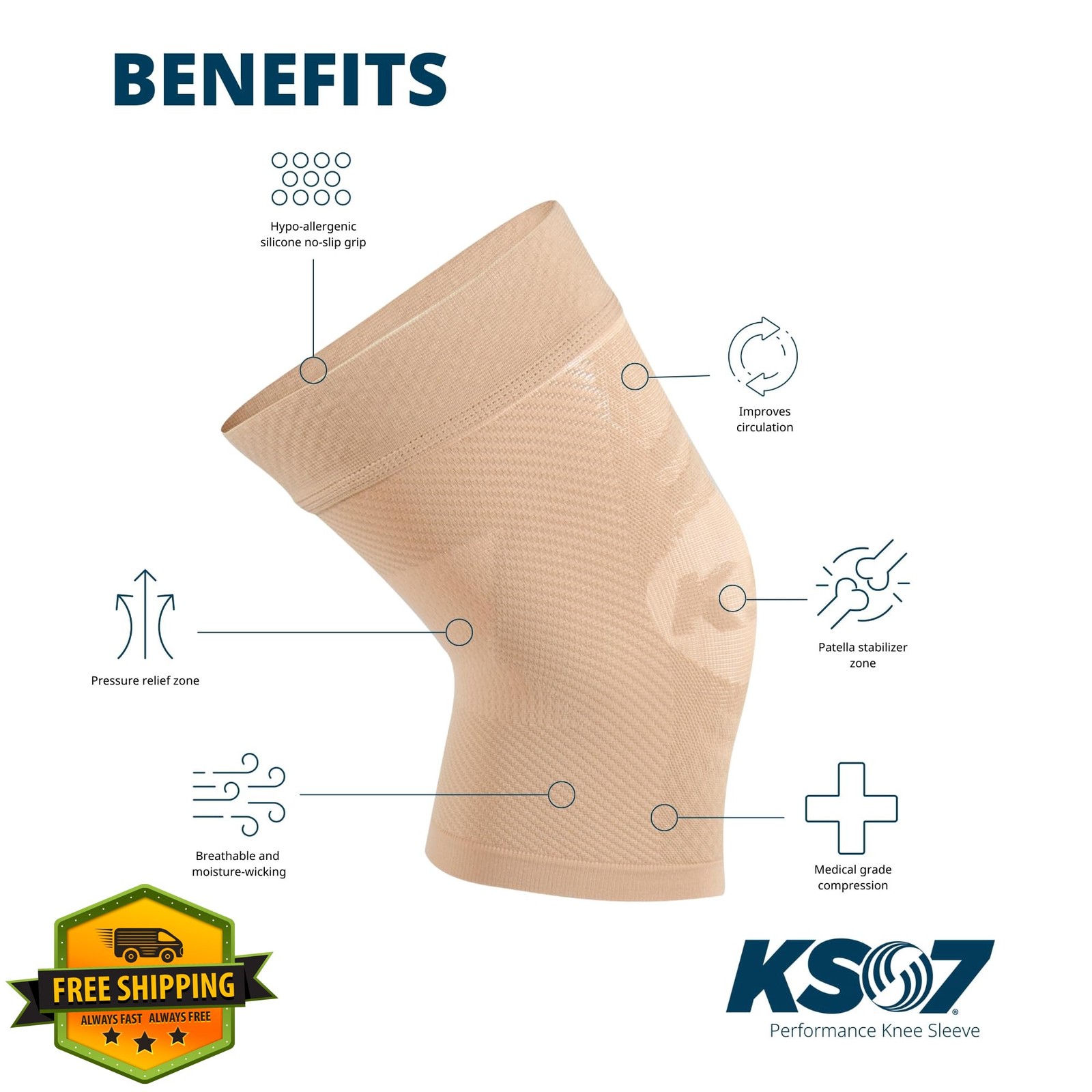 OS1st KS7 Performance Knee Brace Compression Patella Support