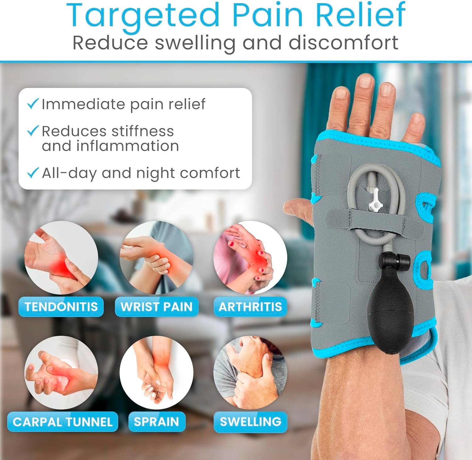 Wrist Ice Pack Wrap with Compression for Carpal Tunnel Relief – Hand Brace with
