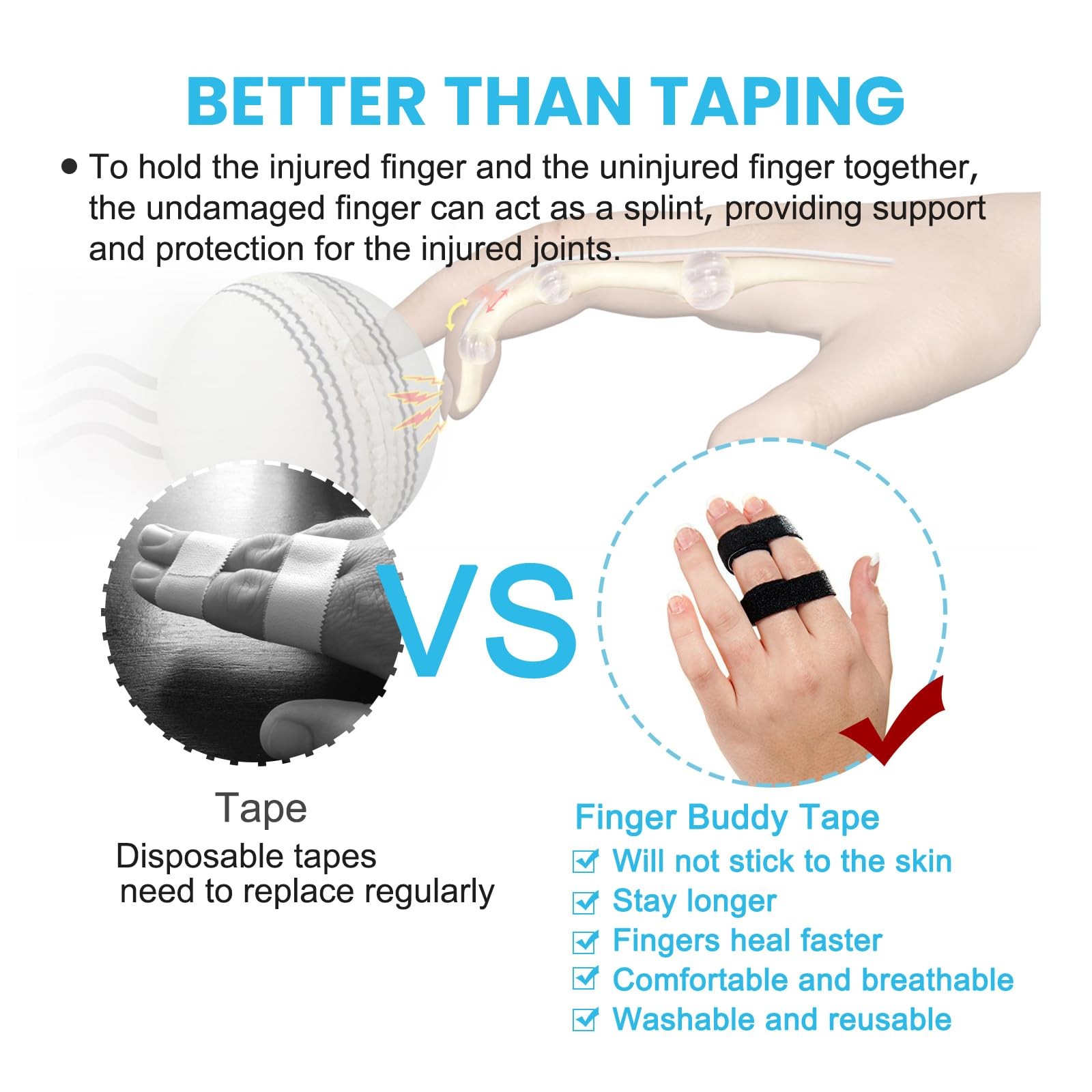 Tape Finger Straps Reusable Toe Straighteners for Curled Toes Fingers Support