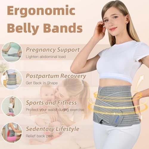 Abdominal Binder Post Surgery Postpartum Belly Band, C-section Belly Grey XXL
