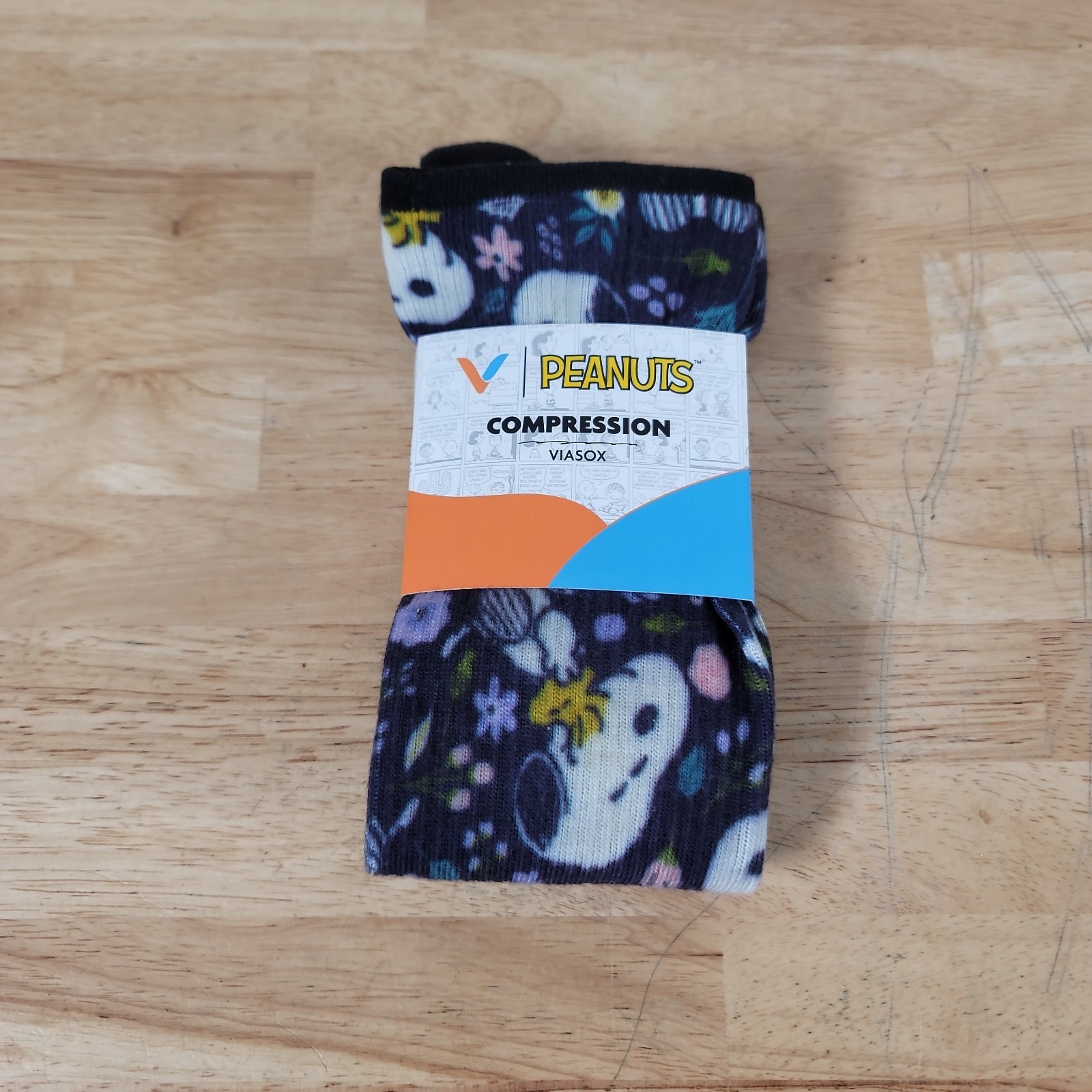 Viasox Compression Unisex Sz S/M Womens 5-9 Mens 6-8 Peanut Flower Friends Socks