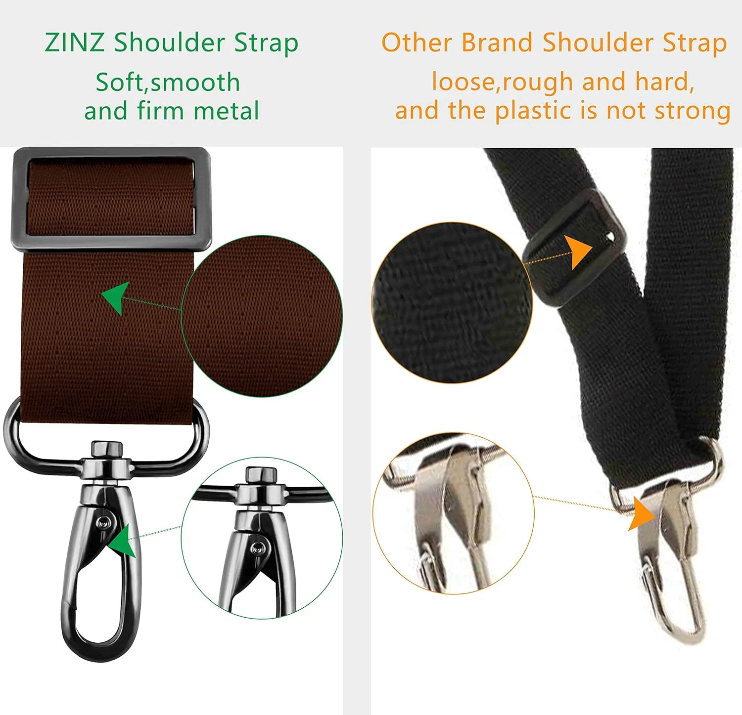 ZINZ Shoulder Strap 58″ Ultra-Thick Fixed Padded and Adjustable Buckles Crossbod