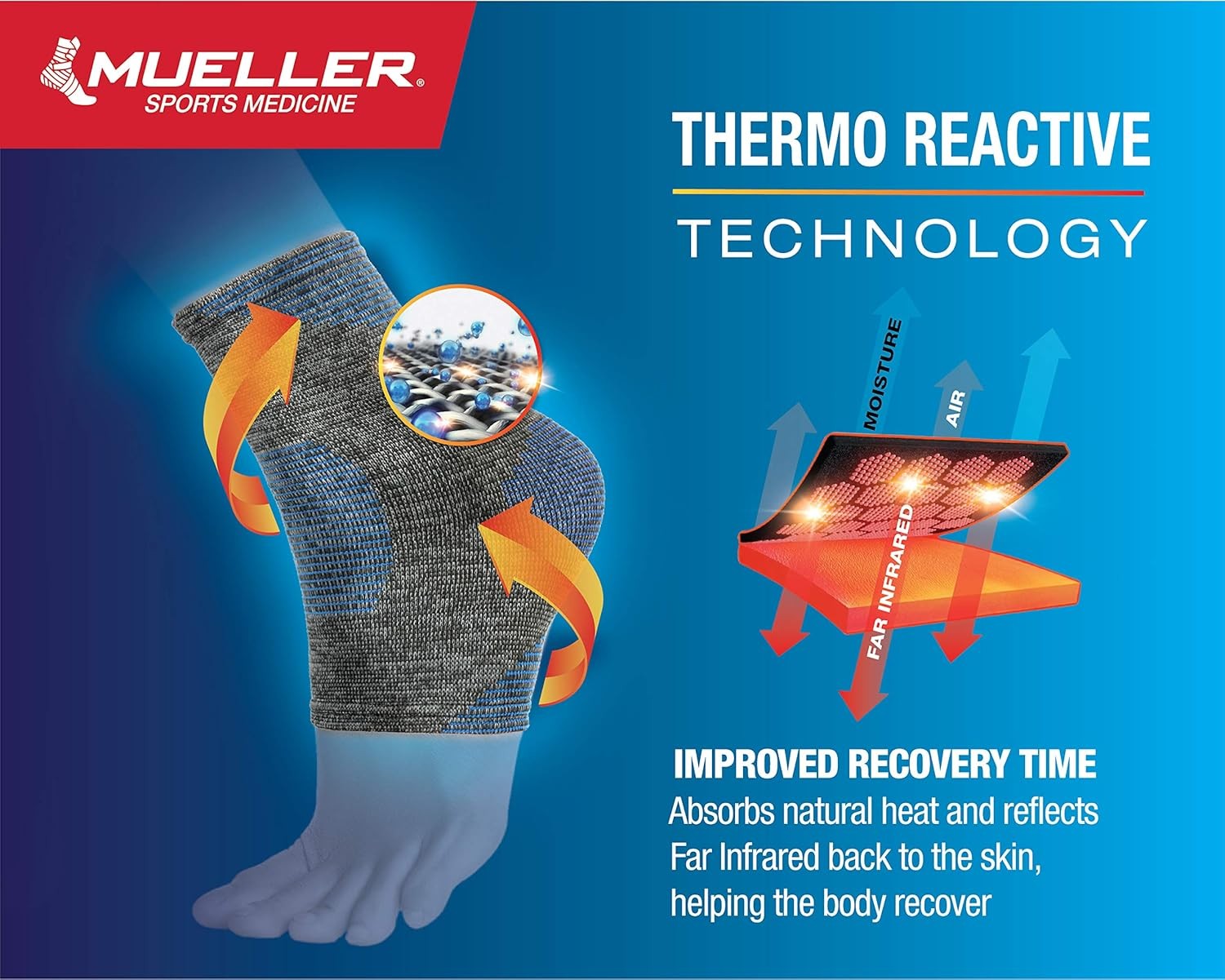 MLR 4-Way Stretch Premium Knit Ankle Support Thermo Reactive Technology, Small/M