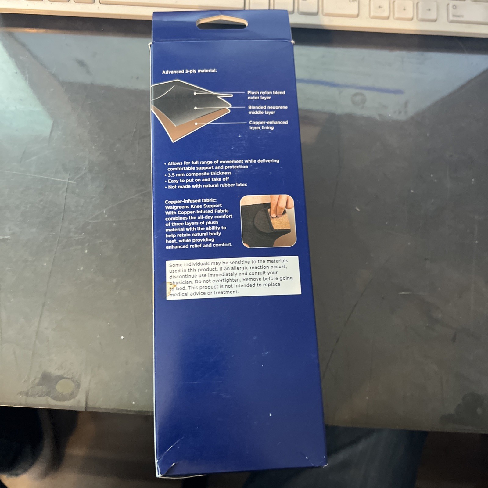Walgreens~ Knee Support w/ Copper-Infused Fabric ~ Fits Left Or Right ~One Size