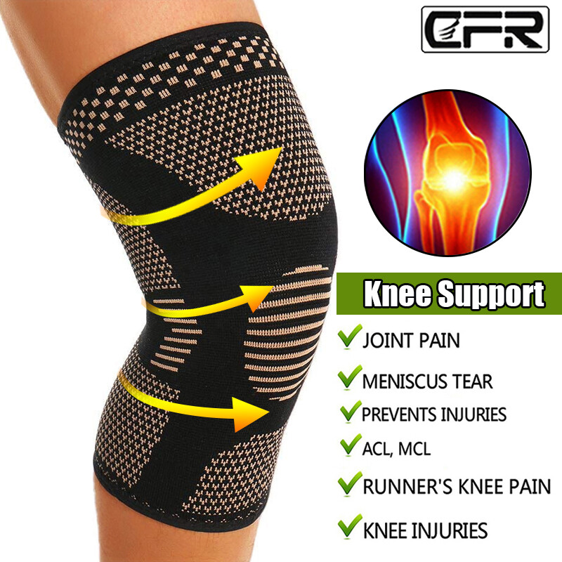 Copper Infused Knee Support Compression Sleeve Brace Sport Joint Pain Arthritis
