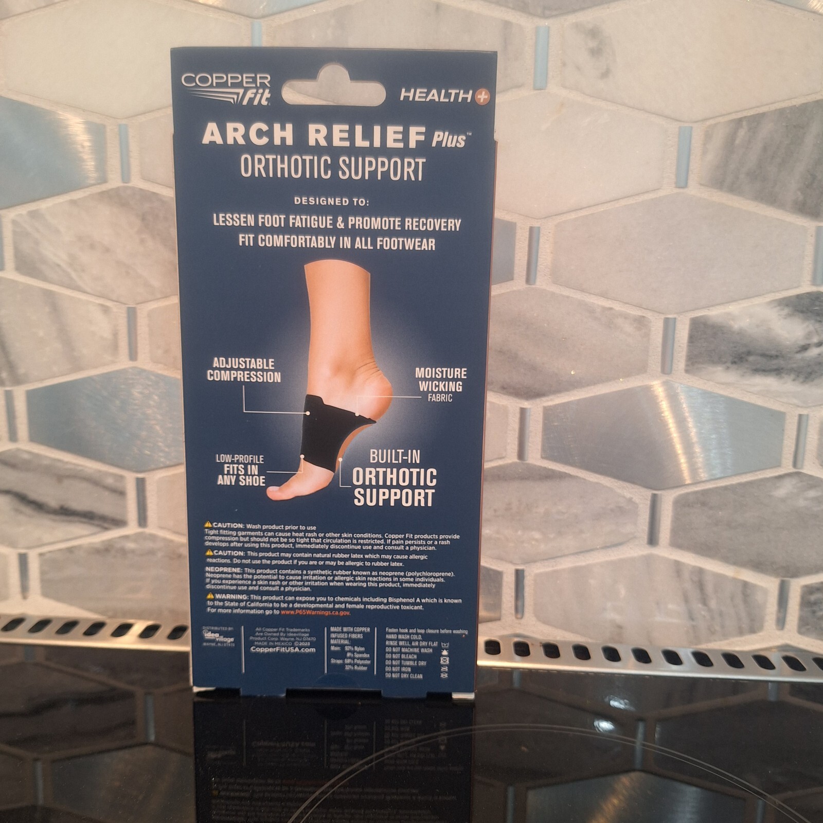 Copper Fit Health Unisex Arch Relief Plus with Built-In Orthotic Support – Black
