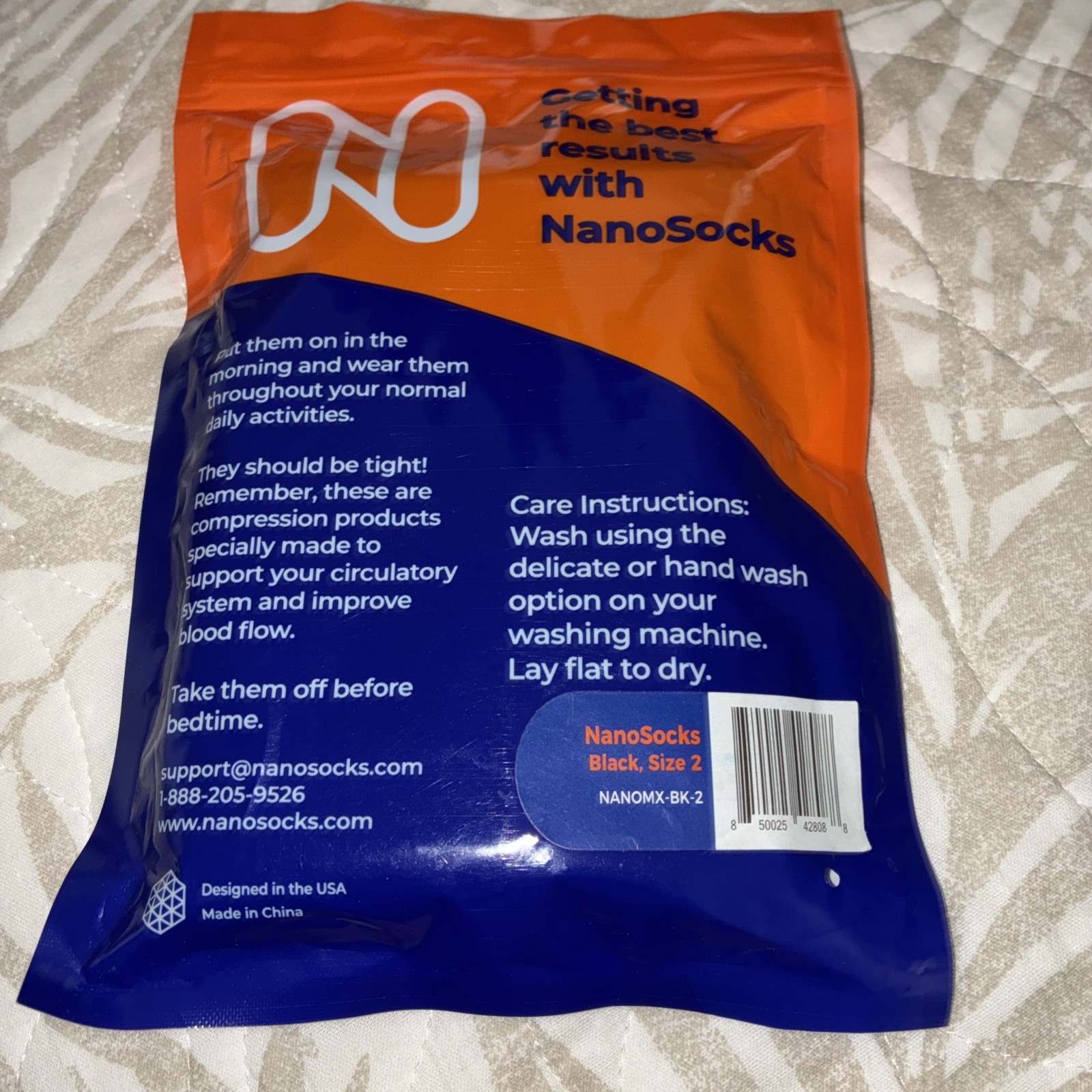 Nanosocks Compression 3D Nano-Weave Technology Black S 2 Medium 1 Pair Of Socks