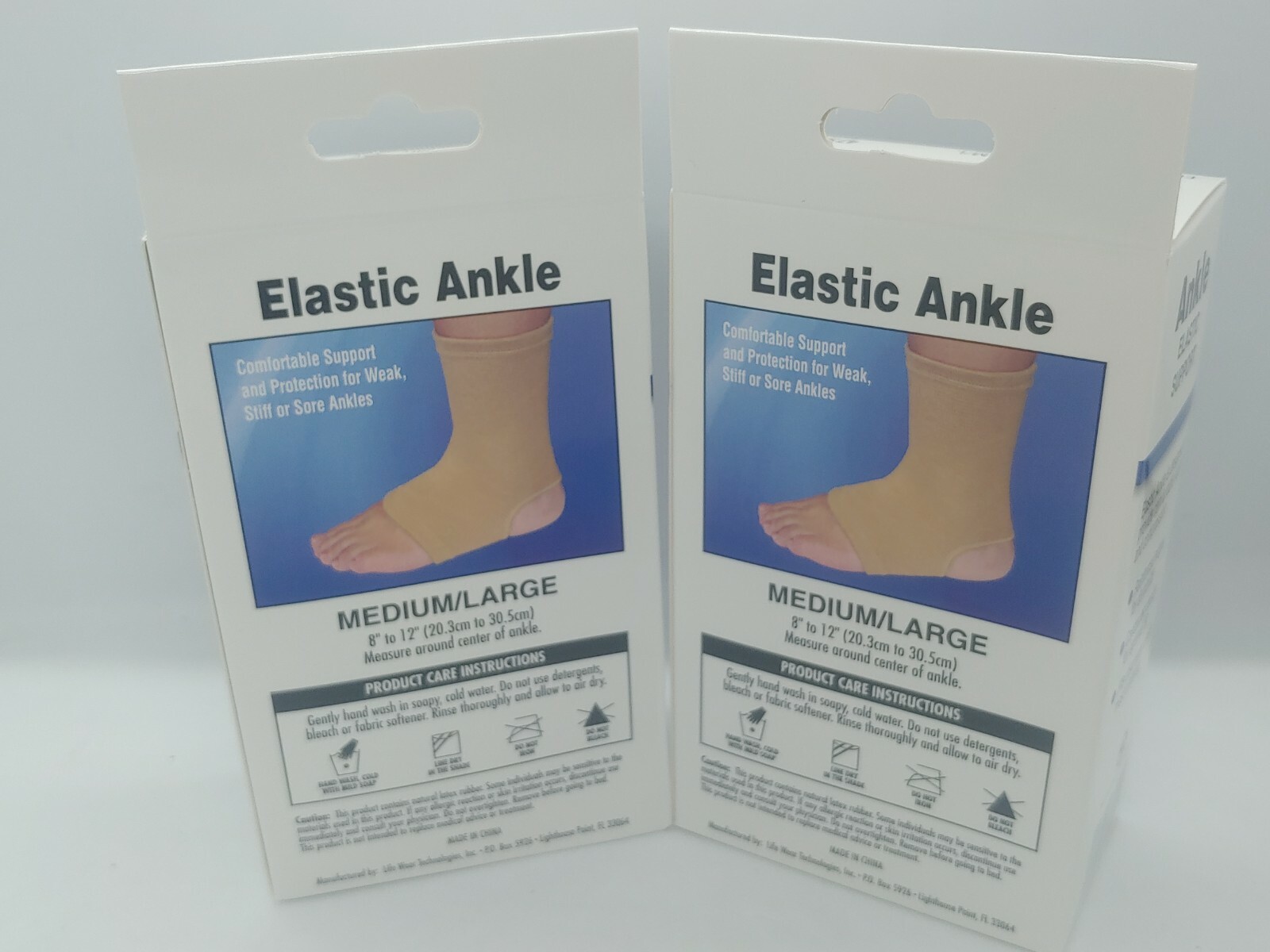 2 Pack Flex Aid Elastic Ankle Support Medium/Large 8″-12″ Brace NEW