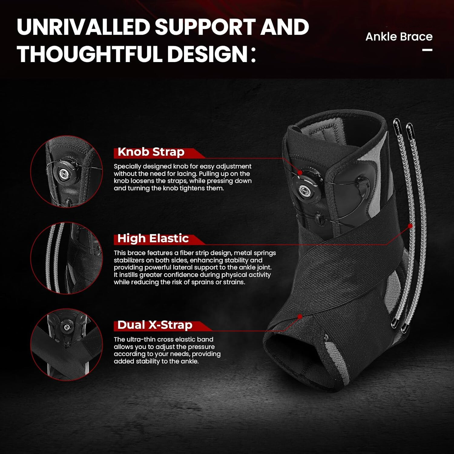 Ankle Brace Adjustable Straps Support Foot Guard Gym Orthopedic Splint Enhance