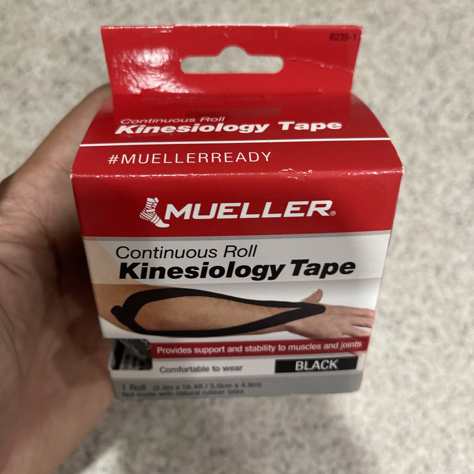 Mueller Sports Medicine Kinesiology Tape 2.0 in x 16.4 ft Black NEW!
