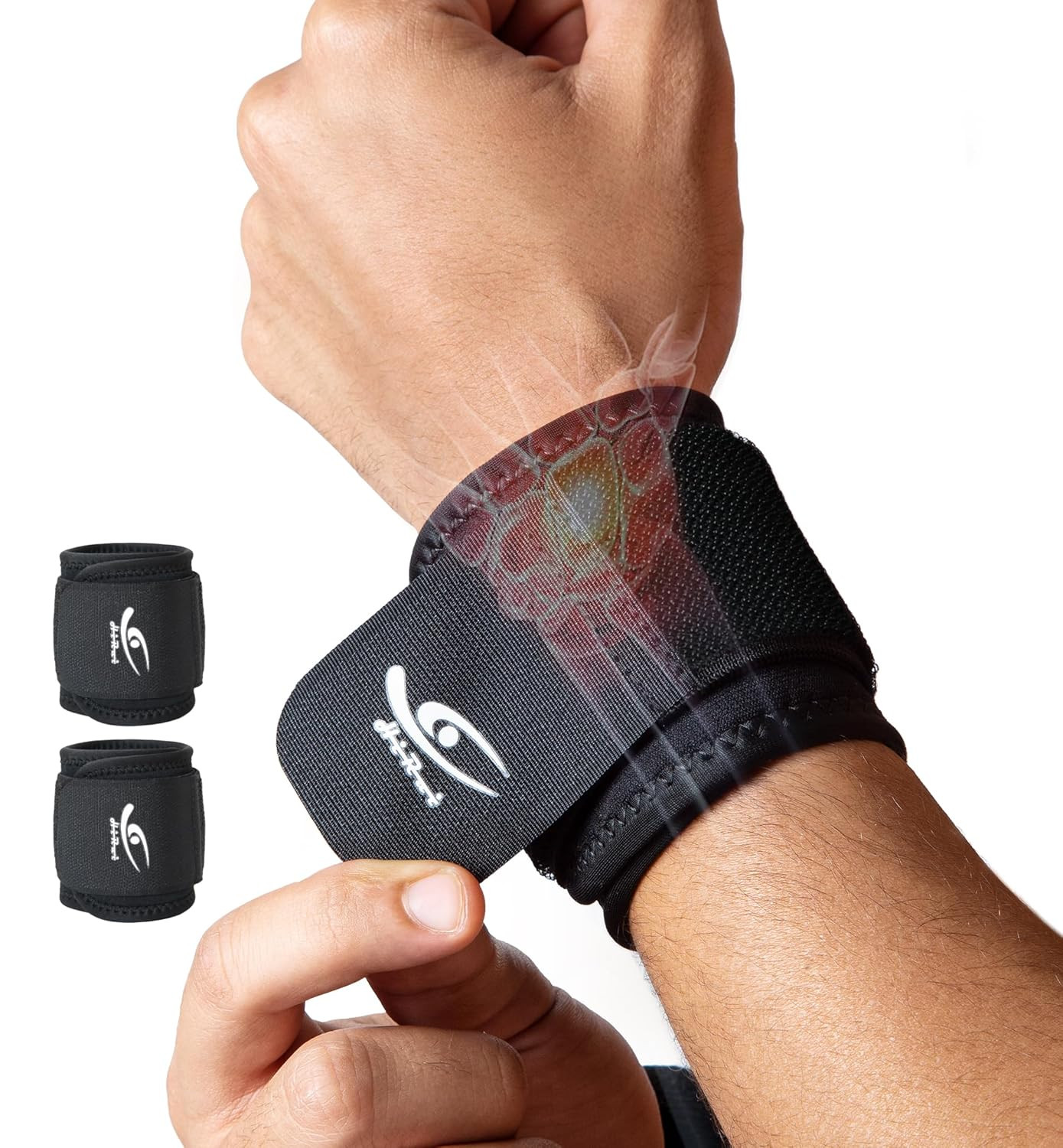 Hirui 2 Pack Wrist Compression Straps – Dual‑Layer Wrist Brace for Pain Relief &
