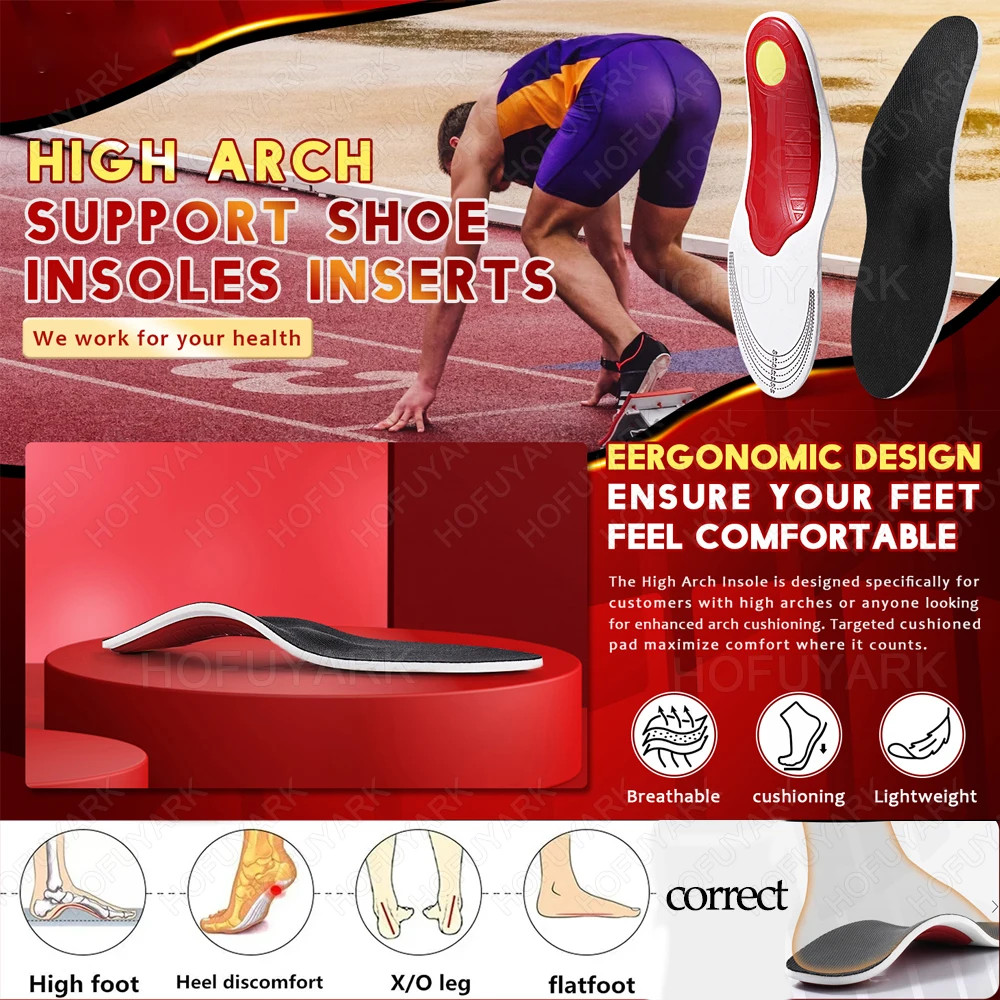 Orthotic Insole Men High Arch Support Flatfoot Orthopedic Insoles For Feet Ease