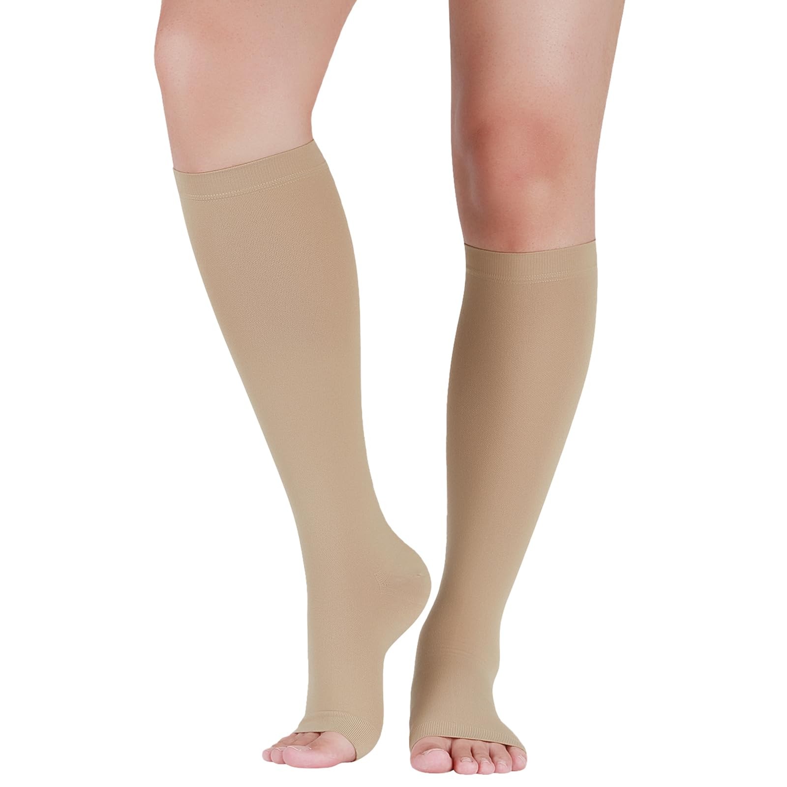 20-30 mmHg Compression Socks for Women Men Knee High Open Toe Leg Support Sto…