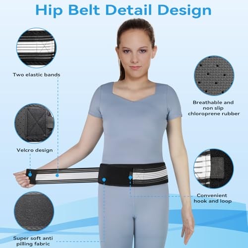 Waist Belt Sacroiliac Hip Belt, Lumbar Support Sciatica Pain Medium Black-2