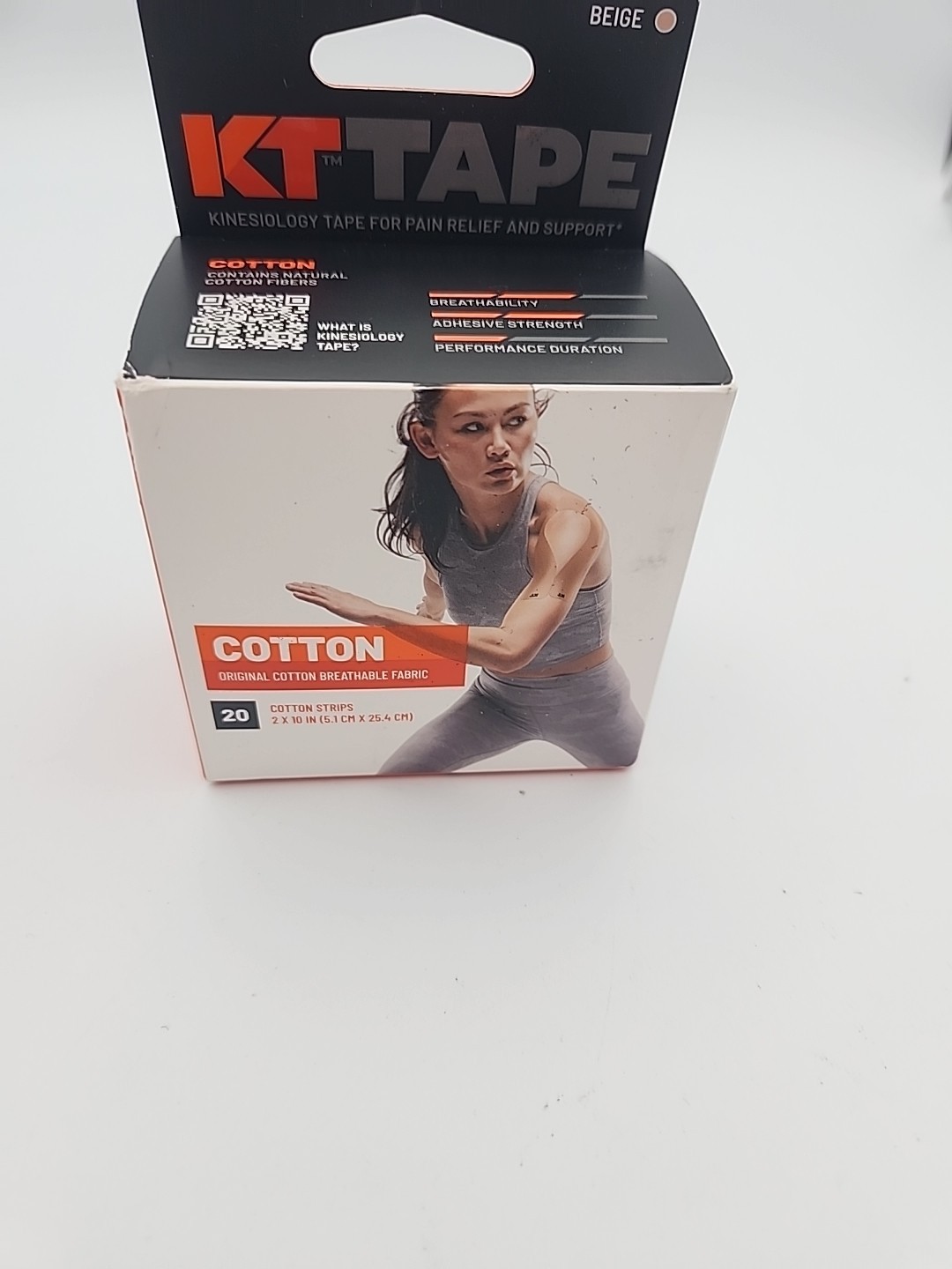 KT Tape Cotton – 20 Precut 10″ Long 2″ Wide Strips Beige