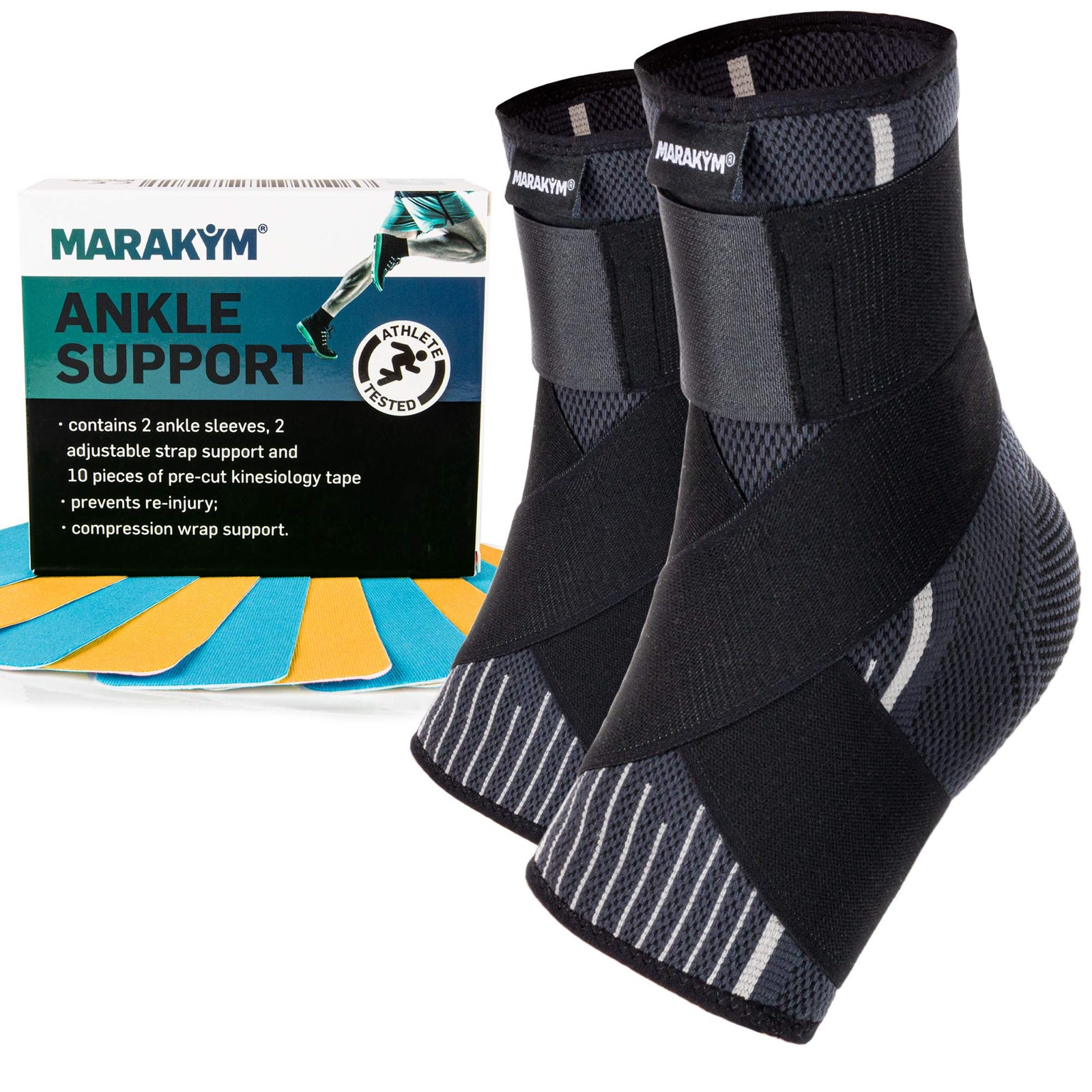 MARAKYM Ankle Support Compression Socks & Straps | Foot Wrap for Men…