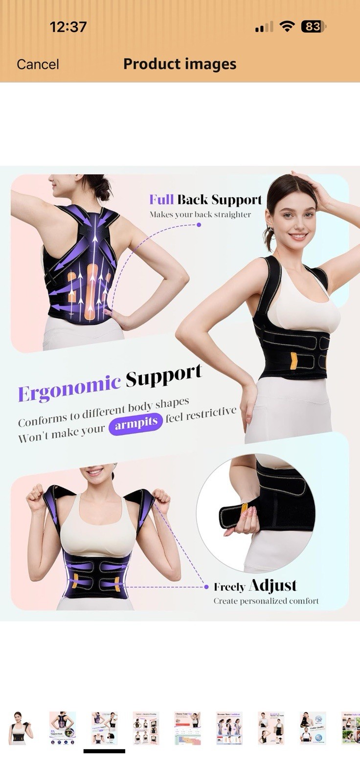 Kepwaq Posture Corrector Back Support Brace Adjustable Y32 Black/Yellow