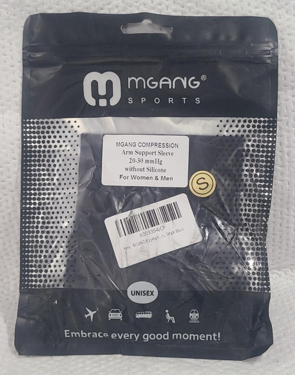 MGANG Lymphedema Compression Arm Sleeve for Women Men, Opaque 20-30 mmHg Black S