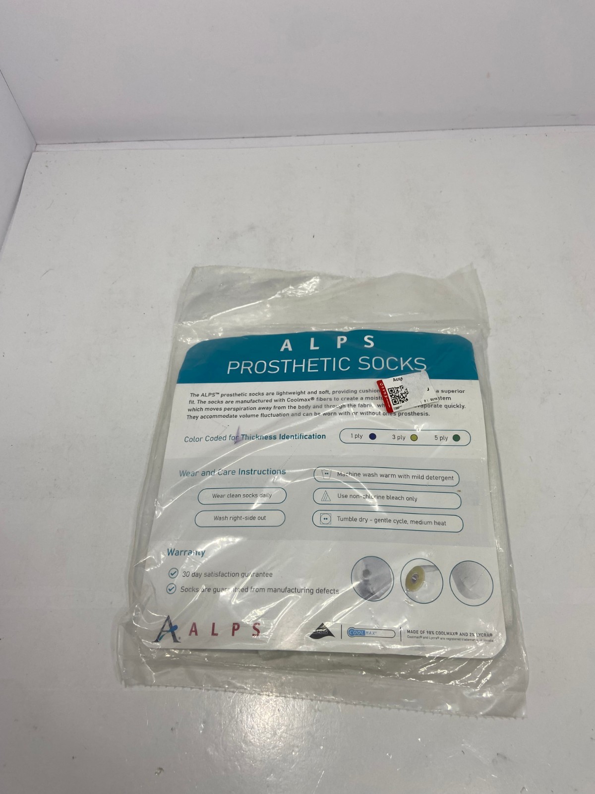 🍉 ONE NEW ALPS Prosthetic Coolmax Sock Medium With Hole KCM 10-1H