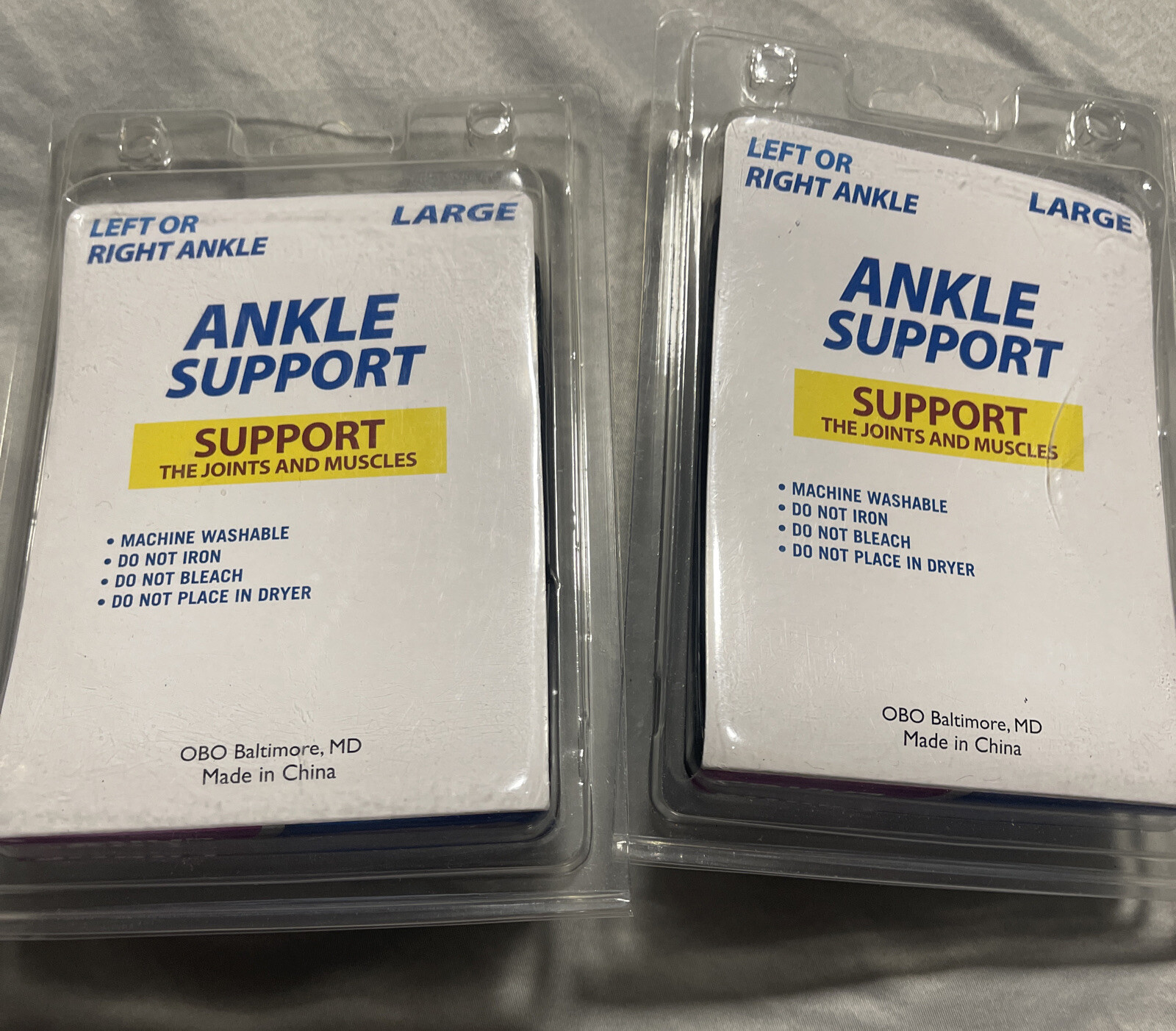 2 OBO Ankle Support Adjustable Foot Wraps Brace FITS RIGHT OR LEFT -Unisex LARGE