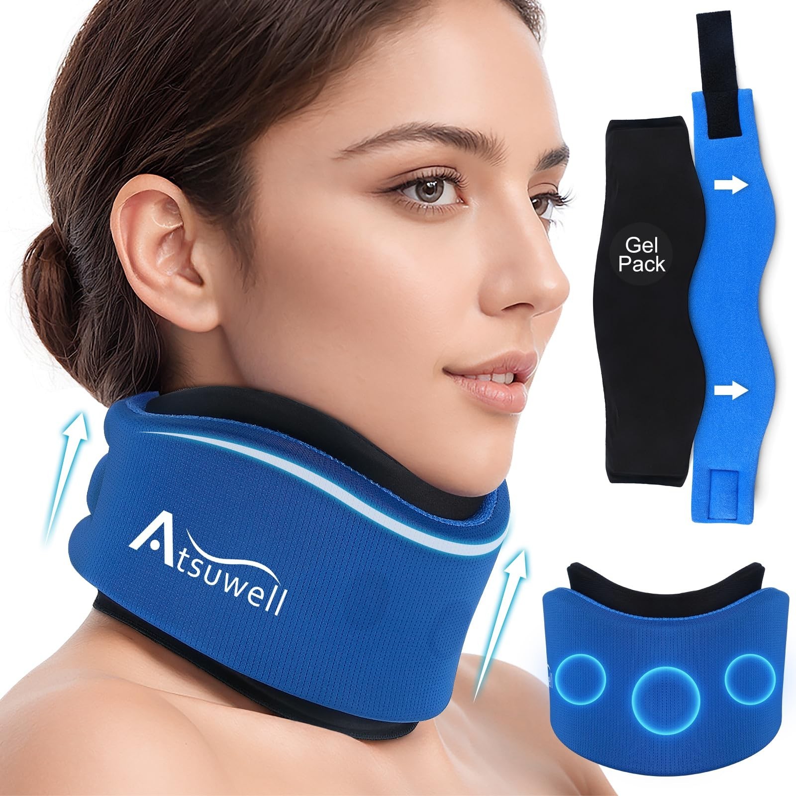 Adjustable Neck Brace for Sleeping, Soft Cervical Support Collar with Reusable H