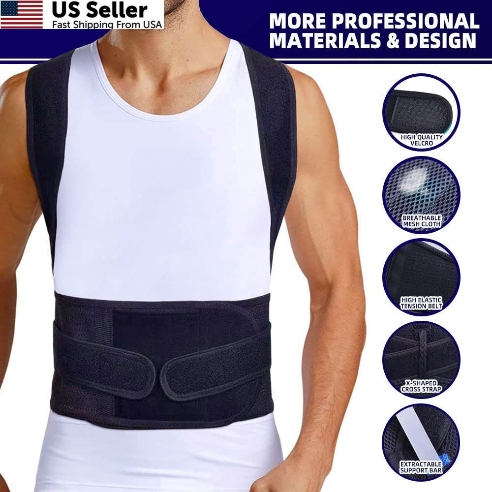 Upgraded Posture Corrector Back Brace for Men and Women, New XXL, Black