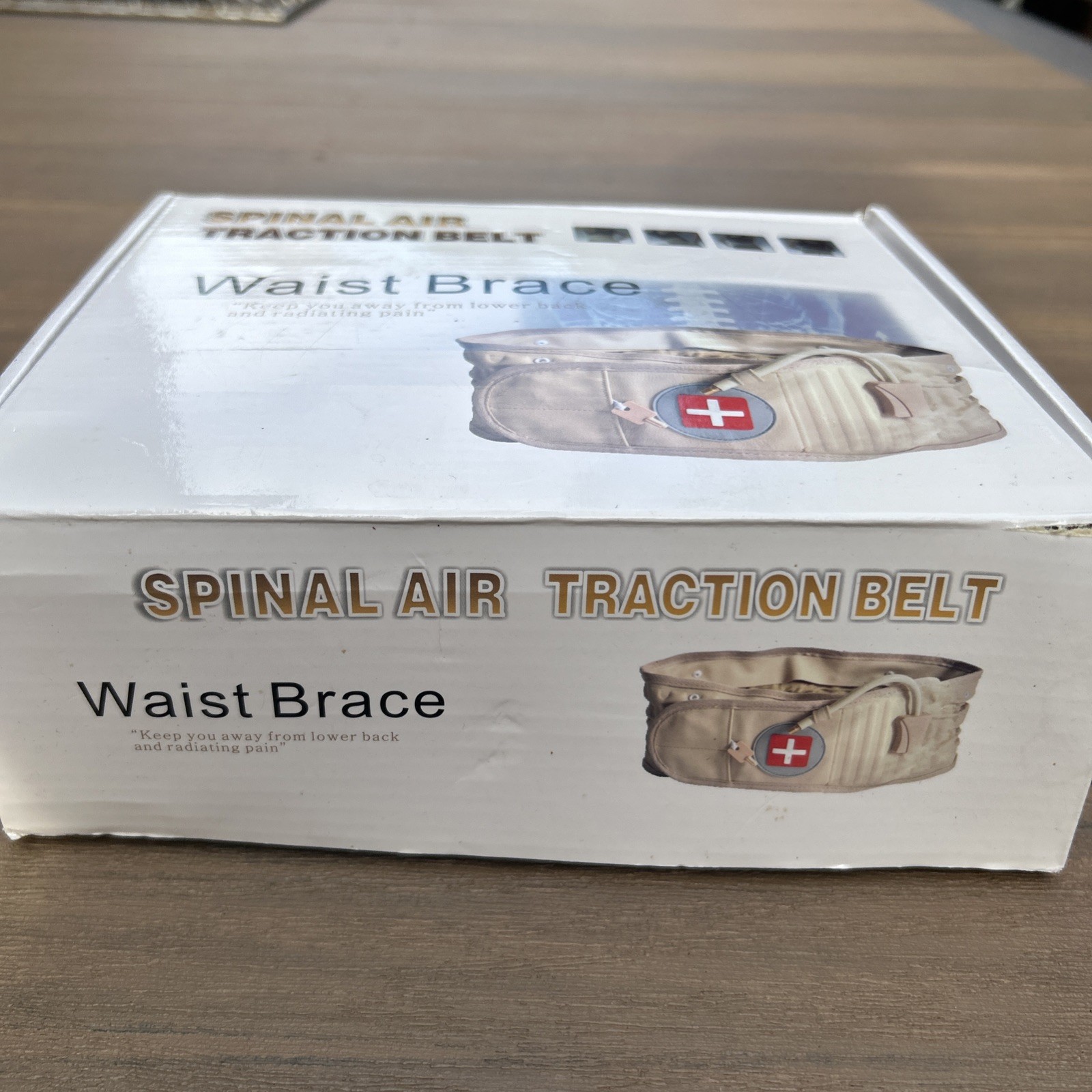 Spinal Air Traction Belt Lumbar Waist Brace Decompression Back Support Tan