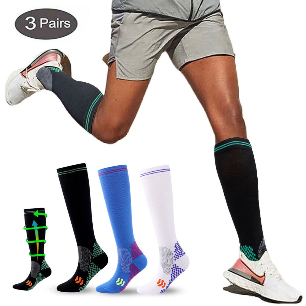 3Pair Copper Compression Socks 20-30Mmhg For Men and Women Stockings Size S-XXL