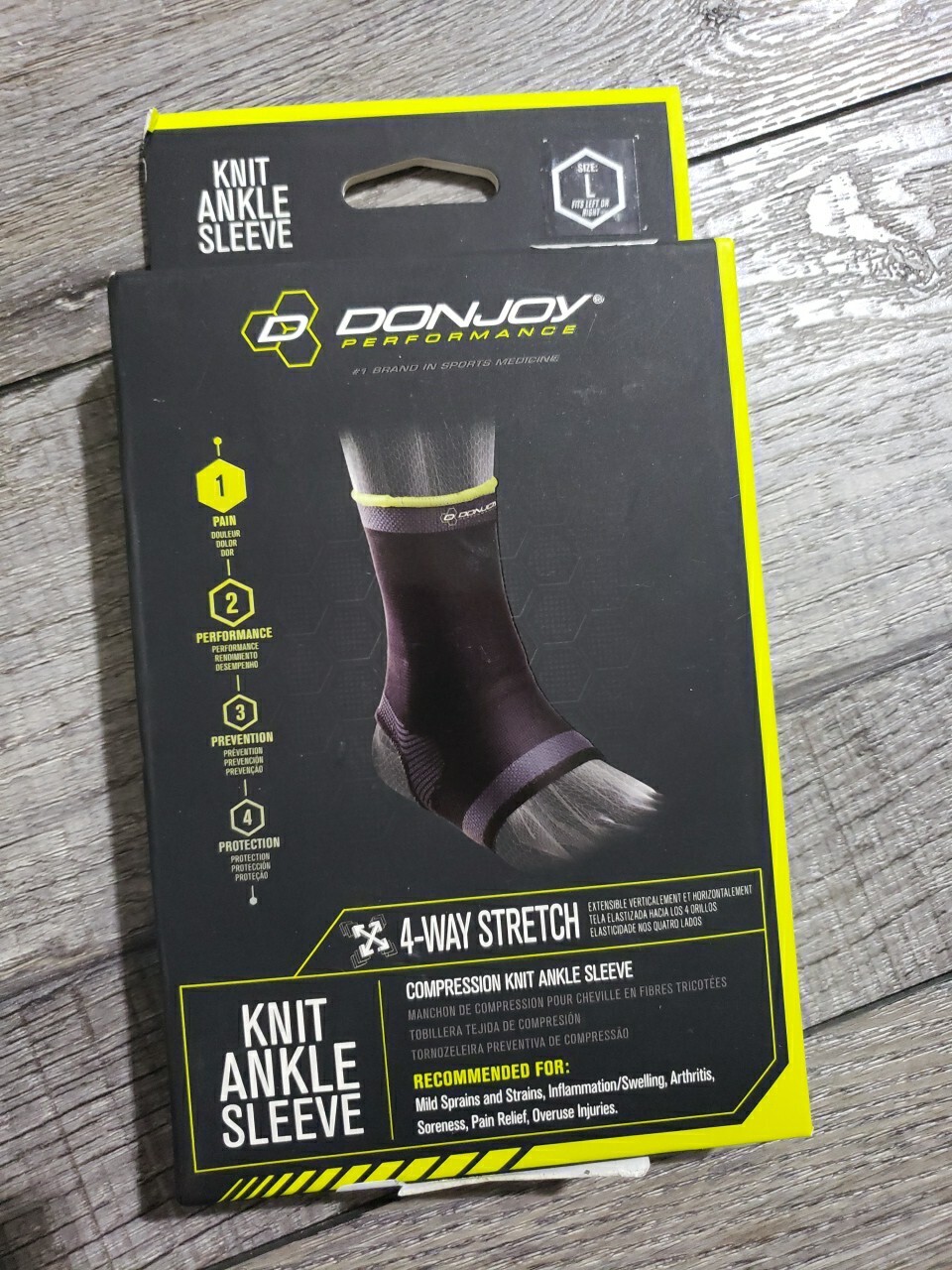DonJoy Performance Knit Ankle Sleeve – Lightweight and Low-Profile, Sz L