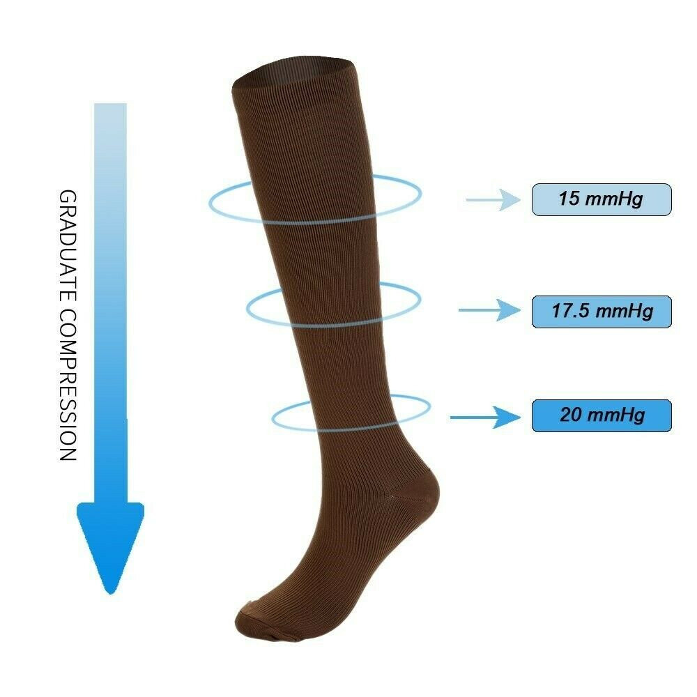 (3 Pairs) Compression X Socks Knee High 20-30mmHg Graduated Mens Womens S-XXXL