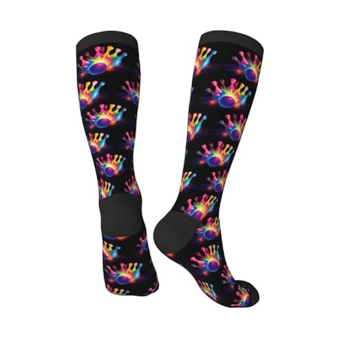 Unisex Novelty Socks for Women Men Teens Soft Knee High Crew One Size Bowling