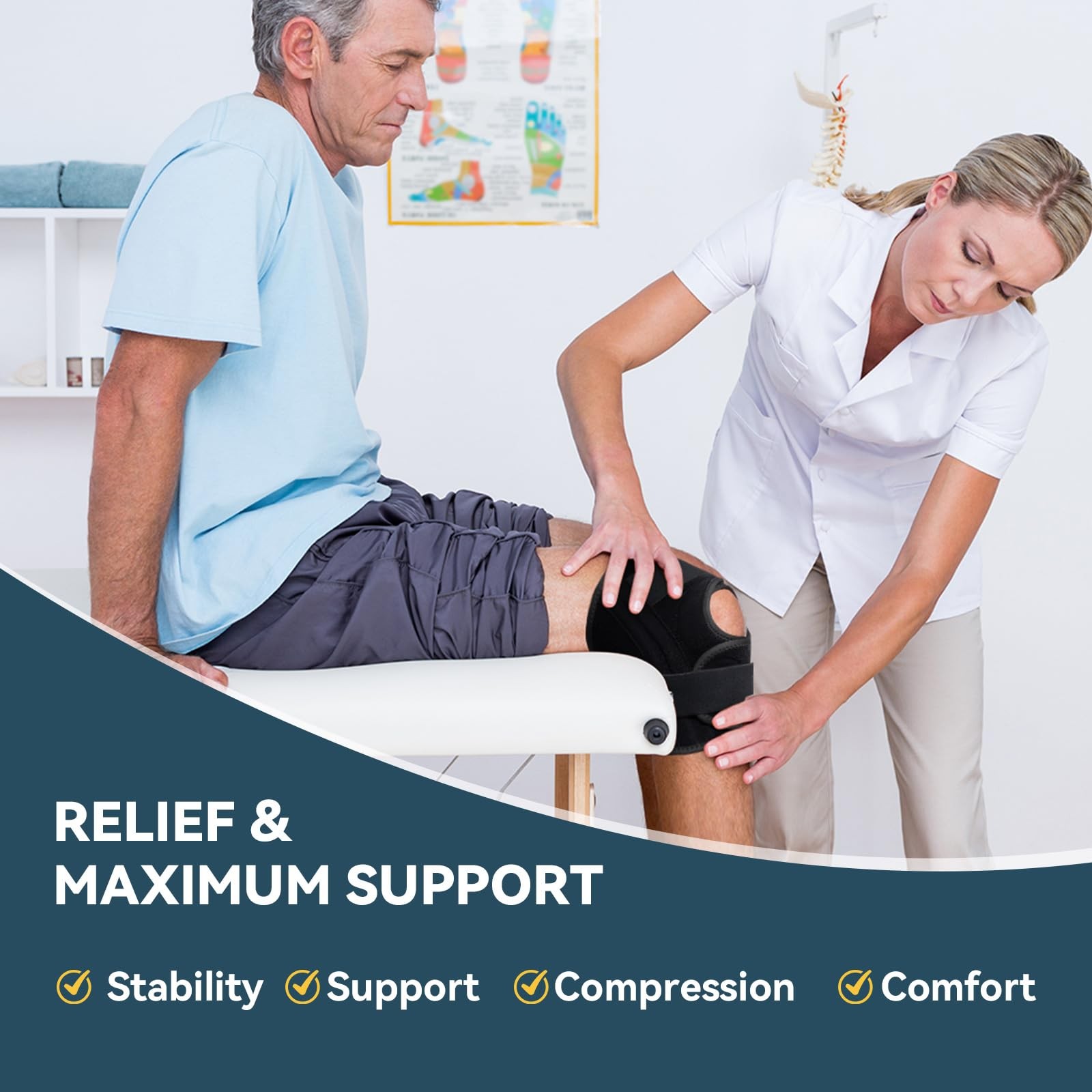 Jomvd Knee Brace For Knee Pain Relief Adjustable Knee Support Side Stabilizers