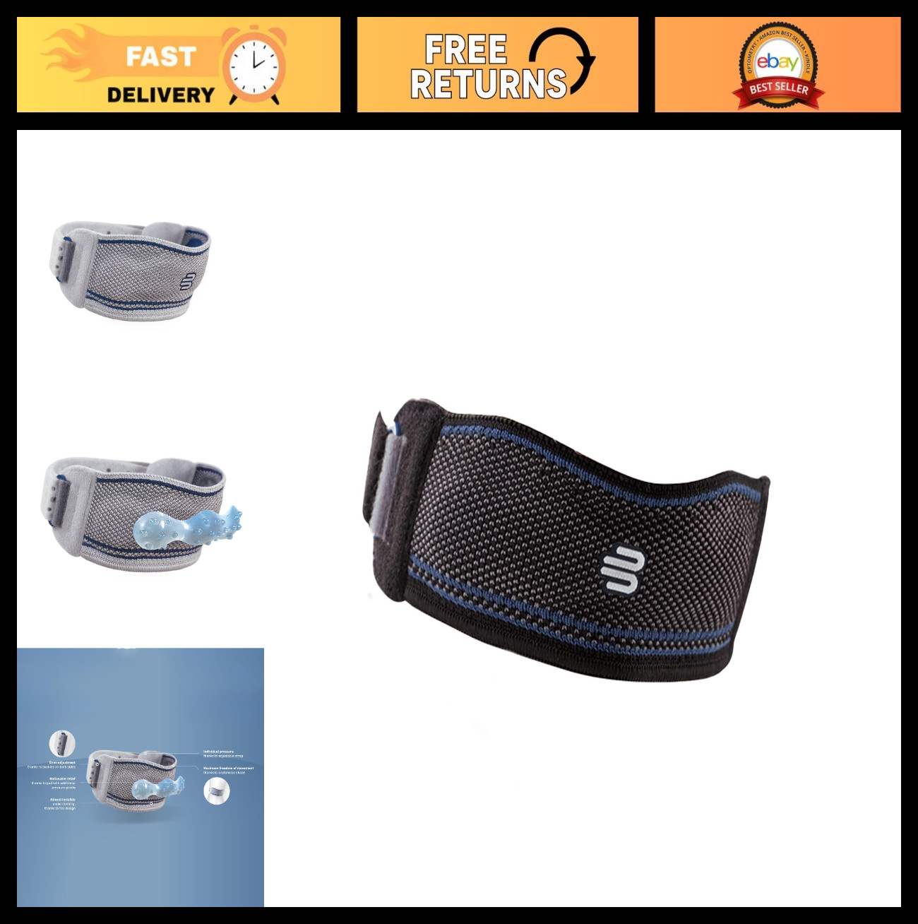 Knee Strap Support for Patella & Tendon Relief – Runners, Jumpers Knee, Shin Spl