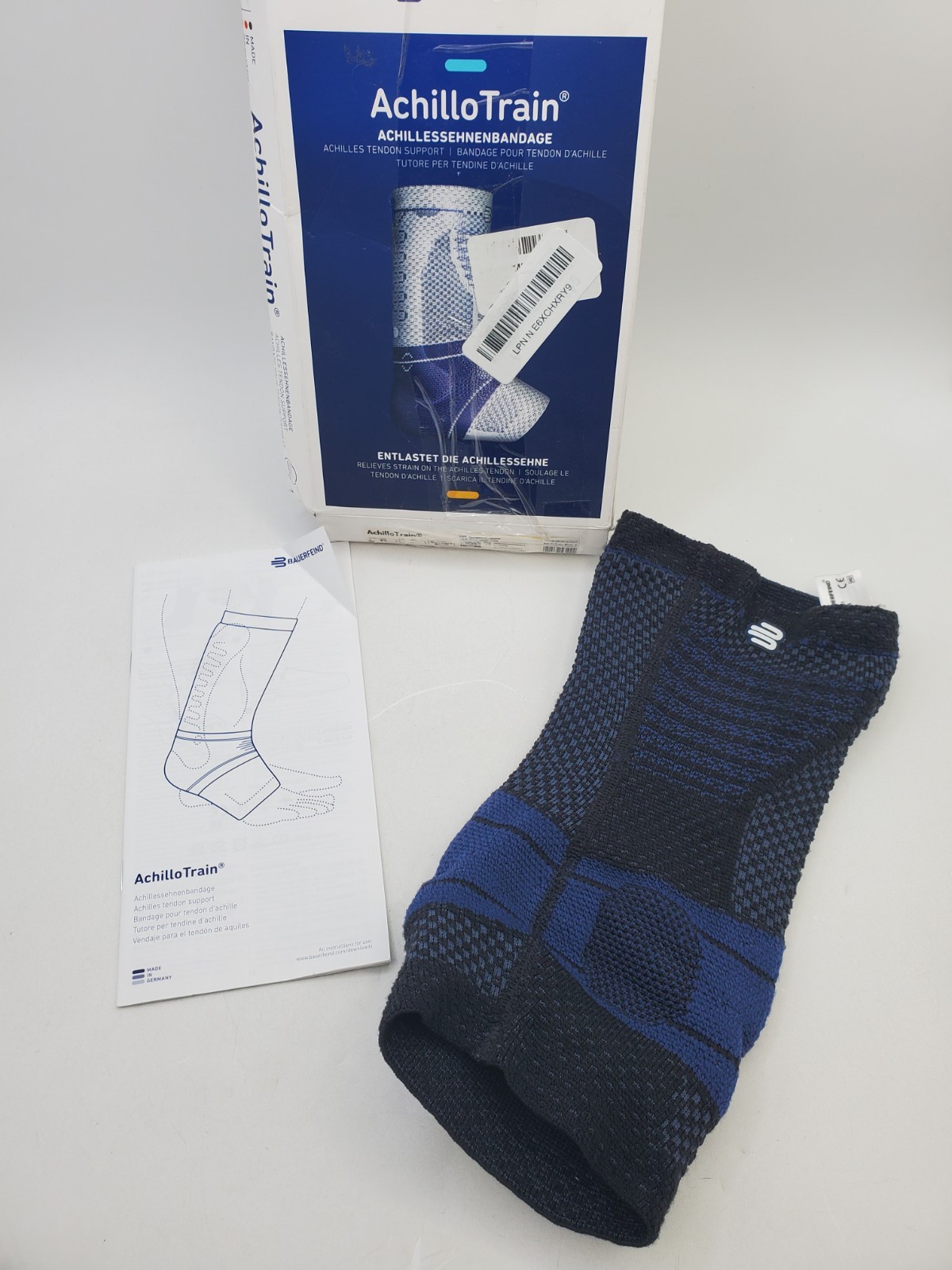 Bauerfeind AchilloTrain Achilles Tendon Support Size 6 Ankle/Foot Black/Blue