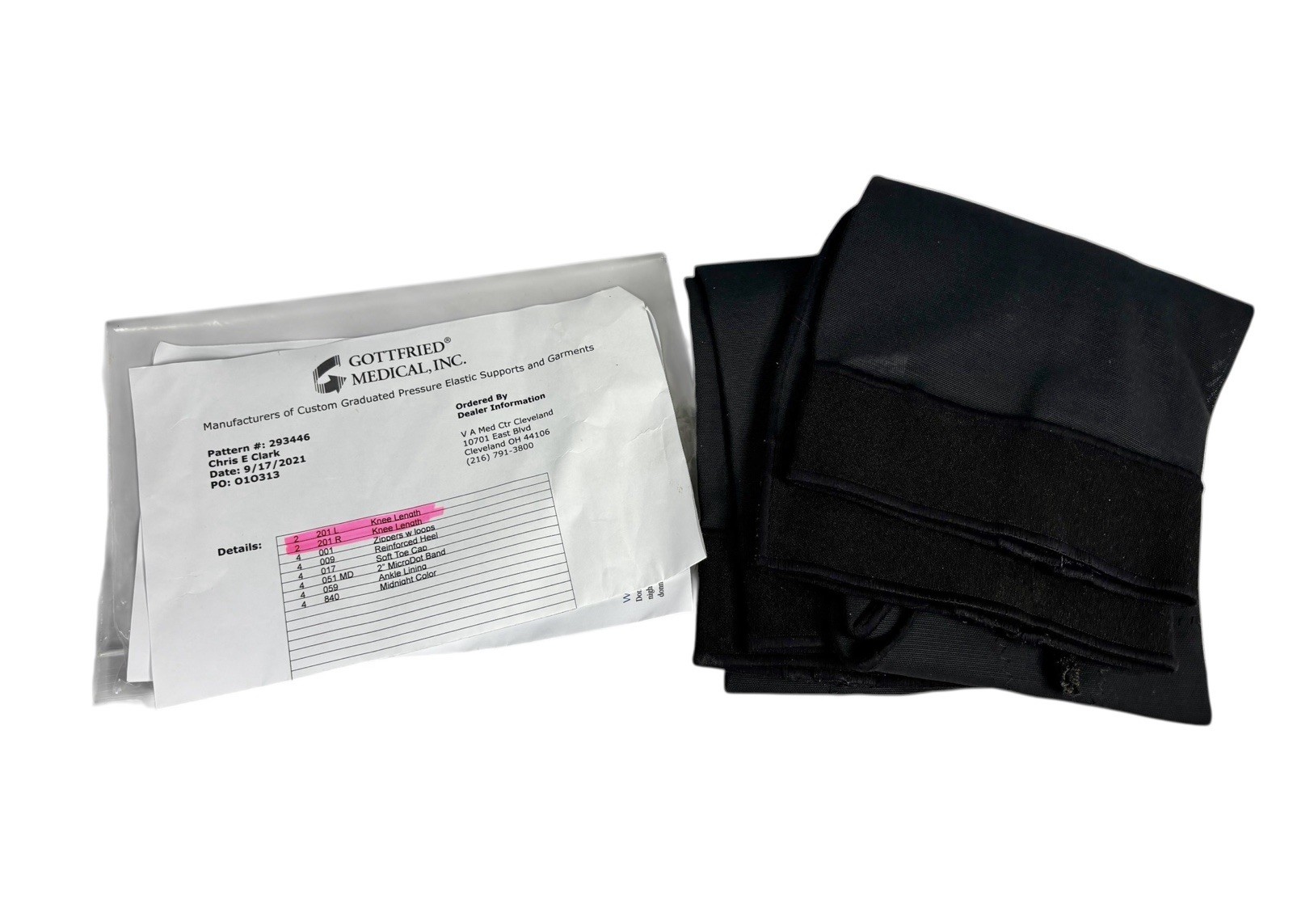 Cortifed Medical Custom Compression Garments – Pair – Black – Zippered – Unworn