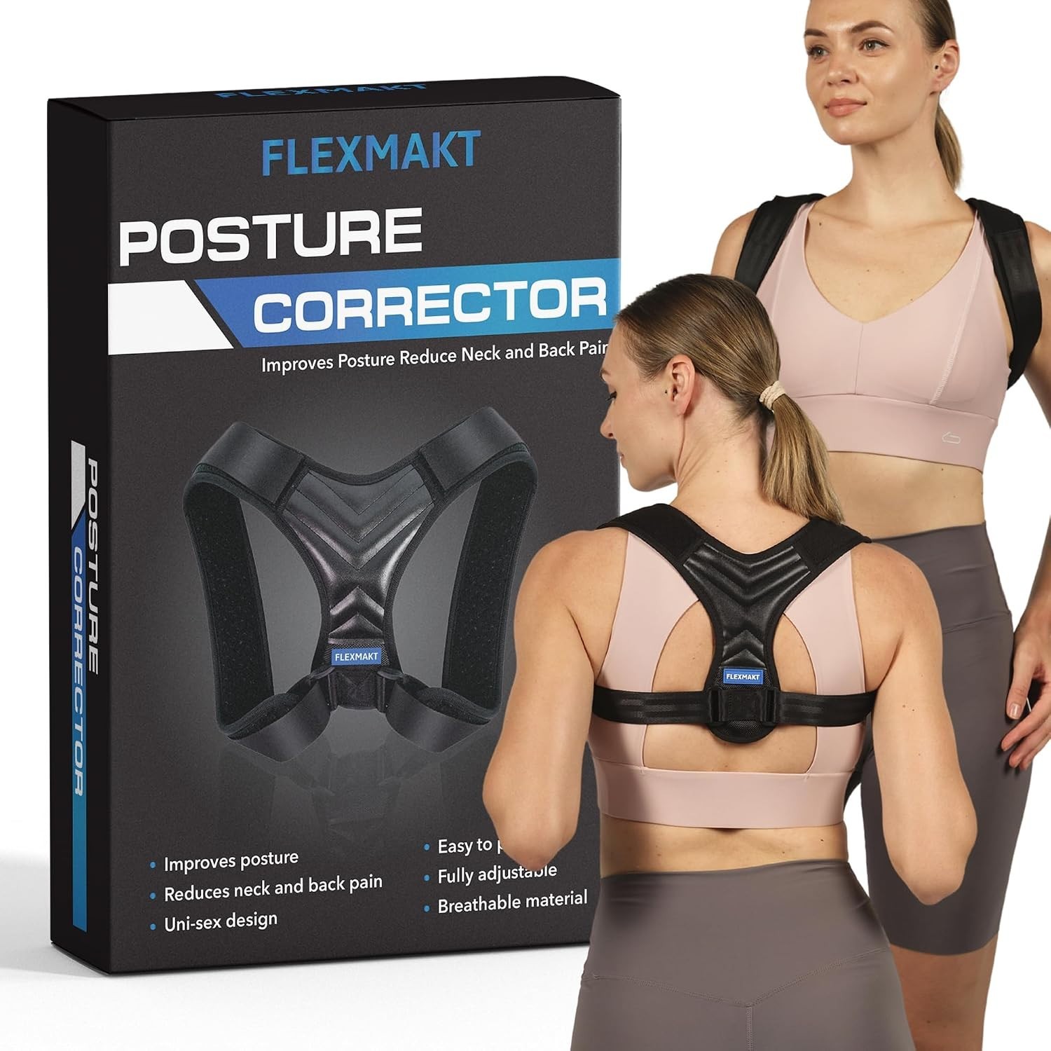 Posture Corrector for Women Adjustable Back Brace Spine Support Pain Relief M/L
