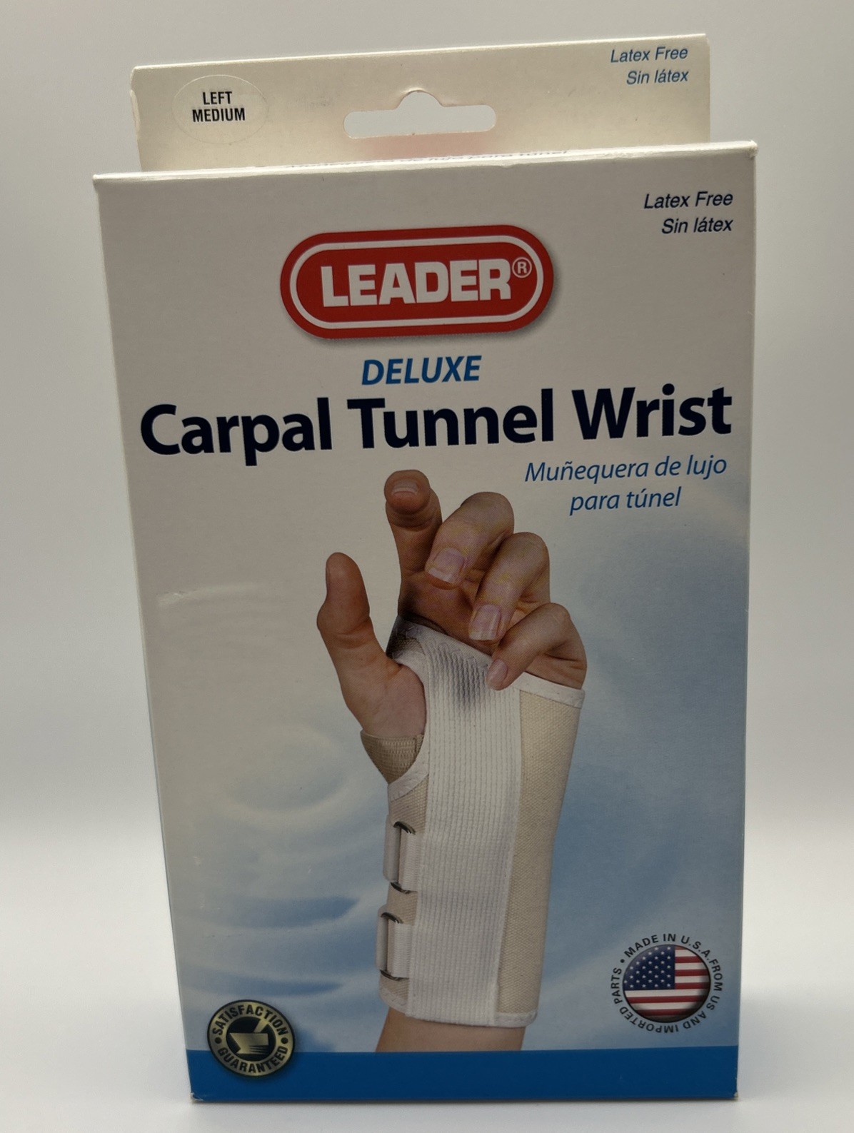 Leader Deluxe Carpal Tunnel Wrist Support, Medium/Left – White