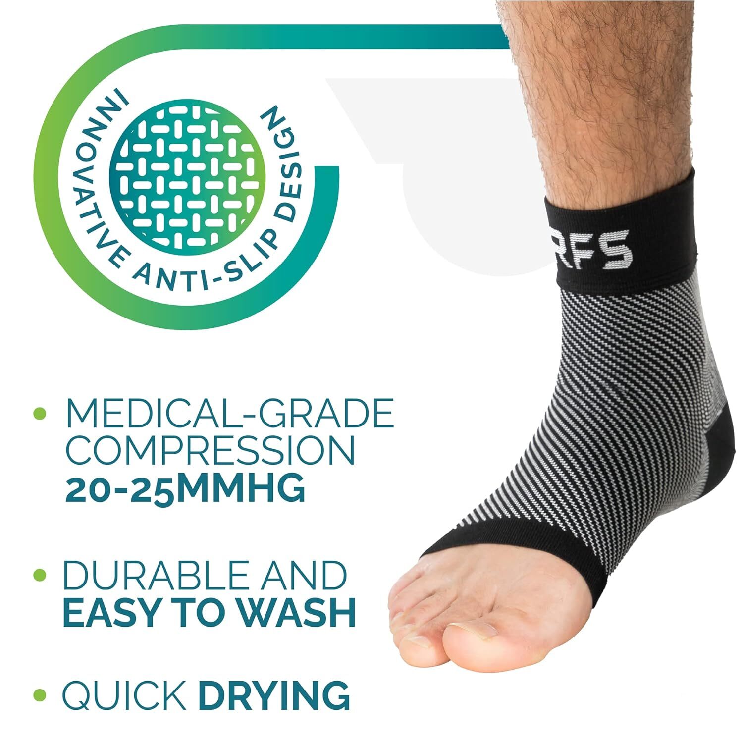 Plantar Fasciitis Socks Ankle Brace Support Toeless Sleeve for Tendonitis Relief