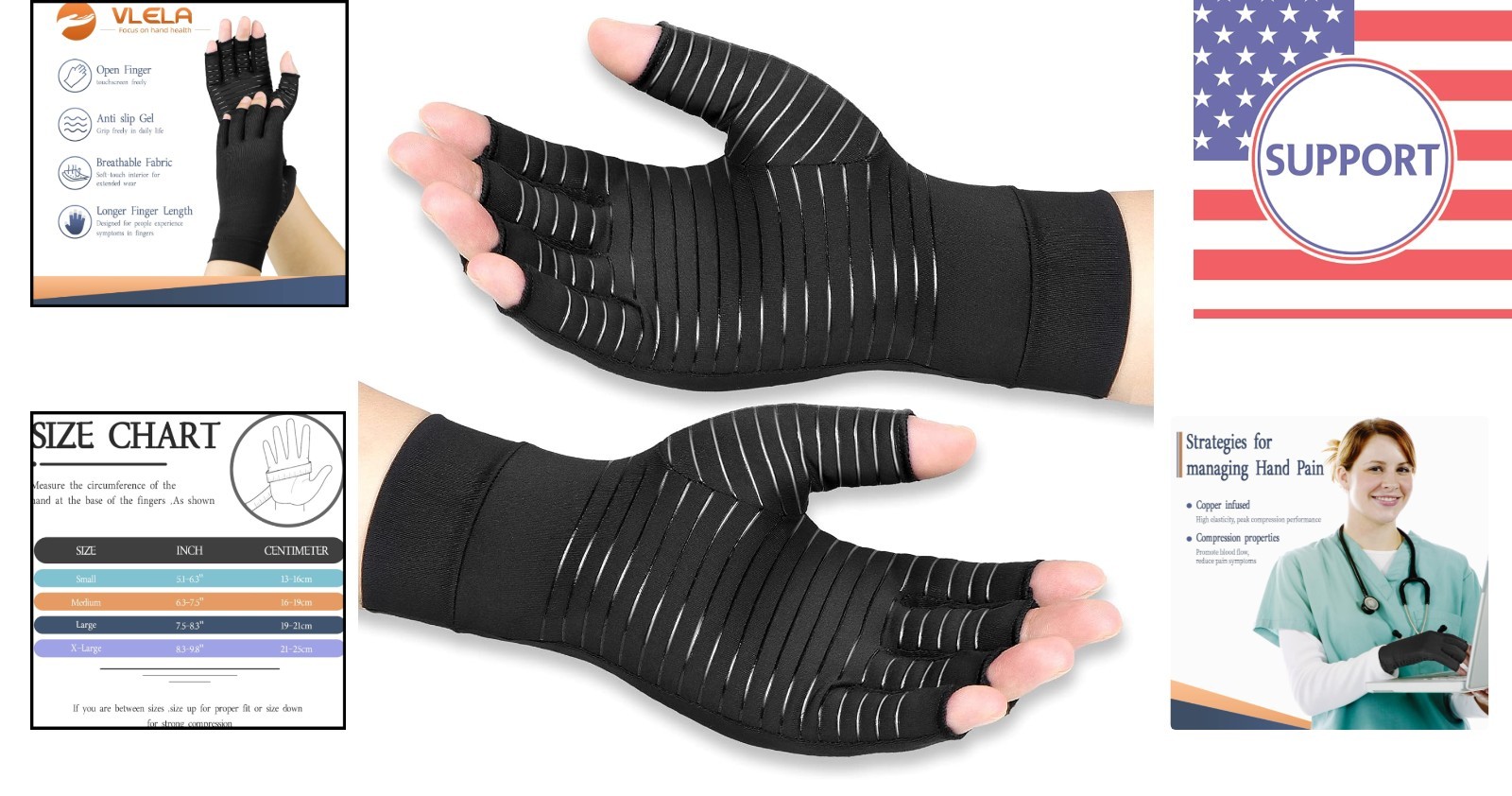 Unisex Copper Infused Compression Gloves – Lightweight, Fingerless & Supportive