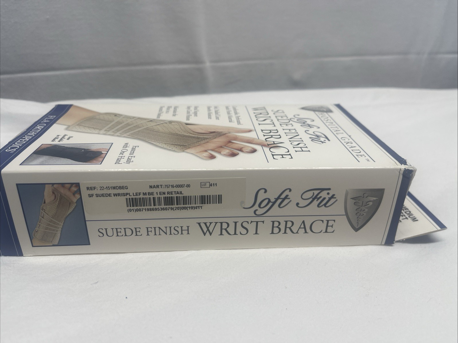 WRIST BRACE SOFT FIT SUEDE FINISH MEDIUM LEFT BEIGE HOSPITAL GRADE FLA ORTHO