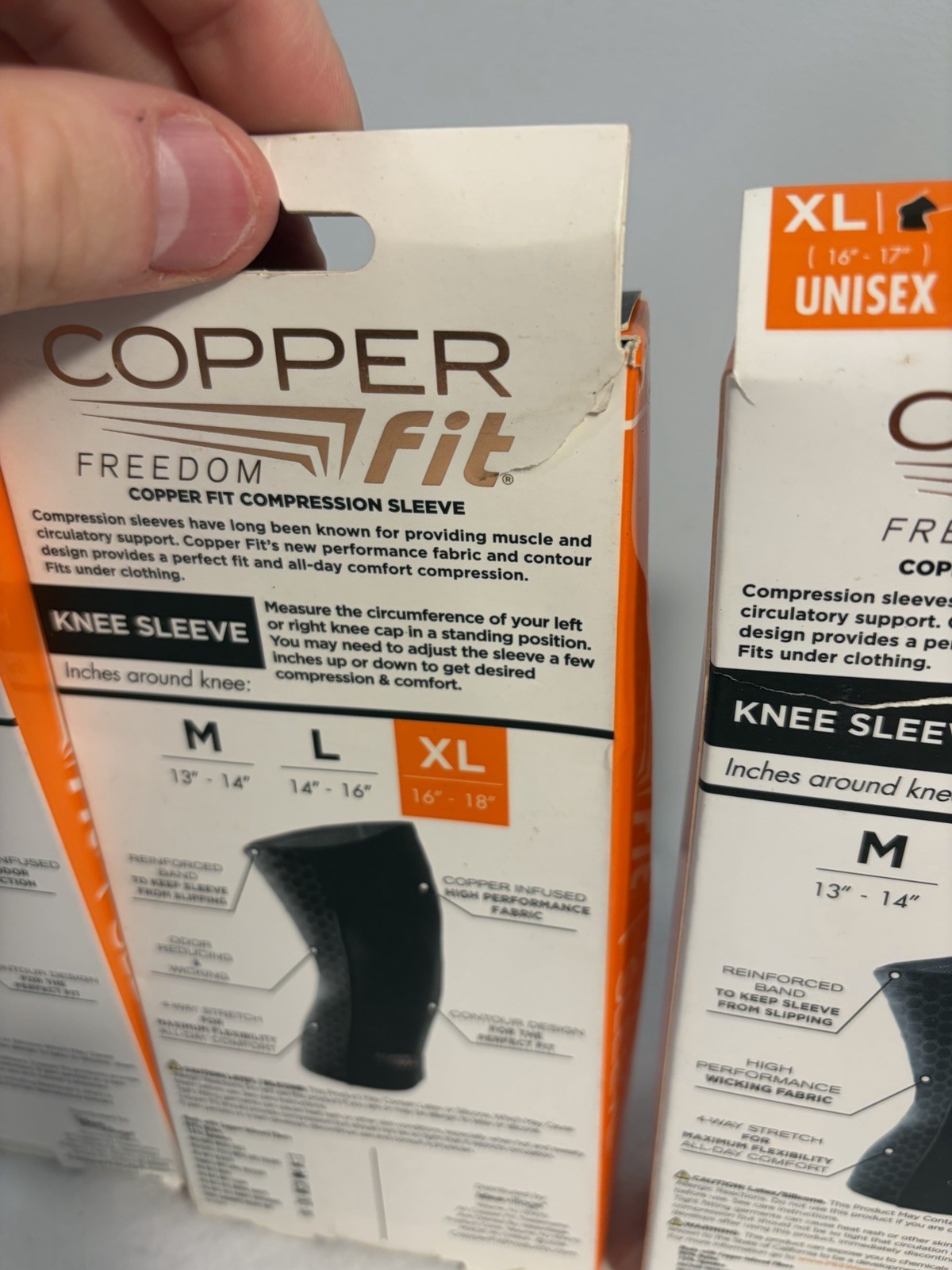 Copper Fit Freedom Copper Infused Knee Compression Sleeve Size XL Unisex 3 Pack!