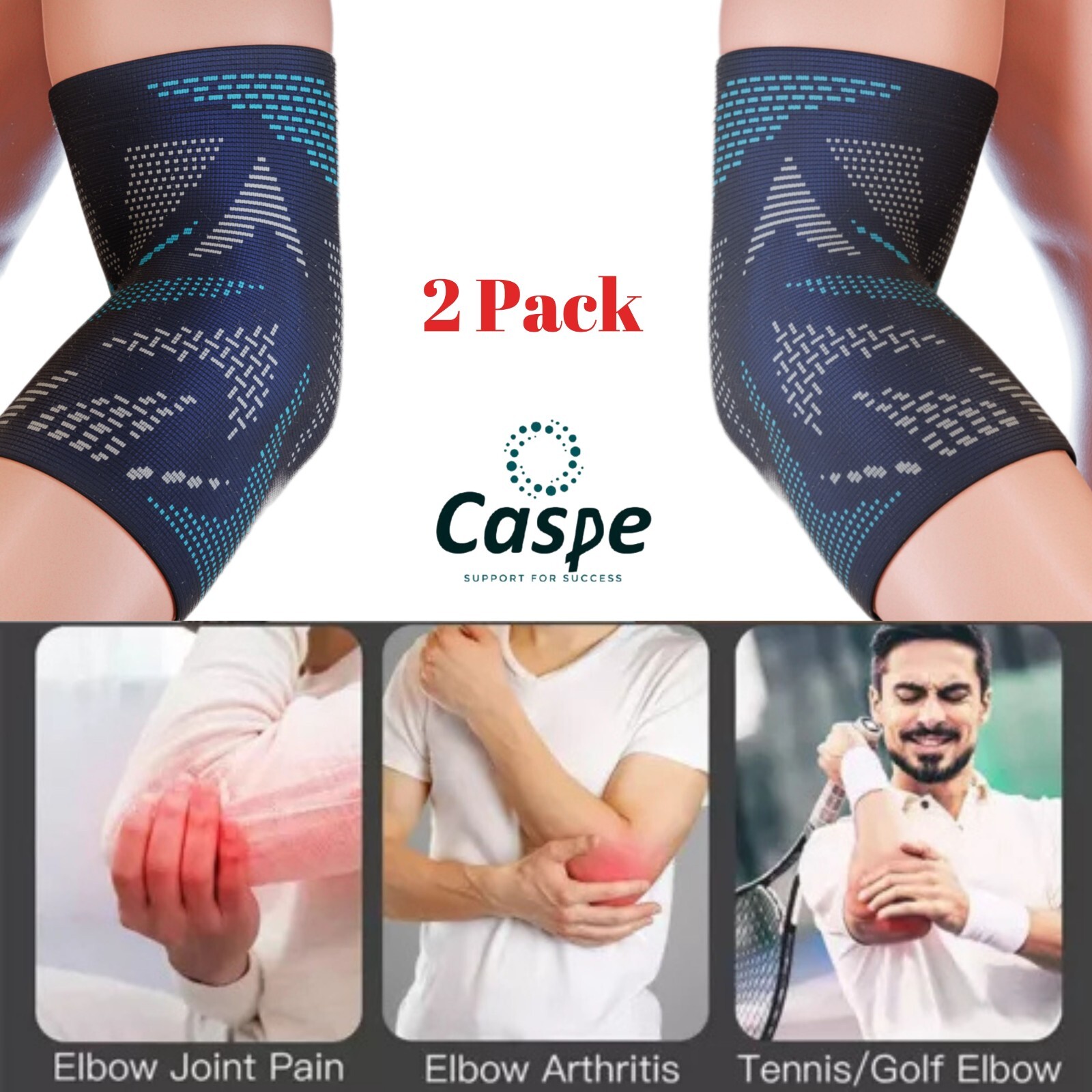 2 Pcs Elbow Brace Compression Support Sleeve Fit Arthritis Tendonitis Joint Pain
