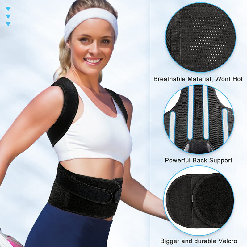 Men Women Adjustable Magnetic Posture Corrector Back Shoulder Support Brace Belt