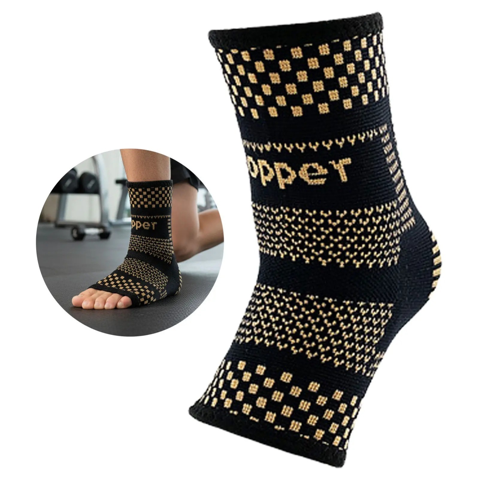 Copper Compression Ankle Brace Support Sleeve for Running Sports Walking 1 Pair